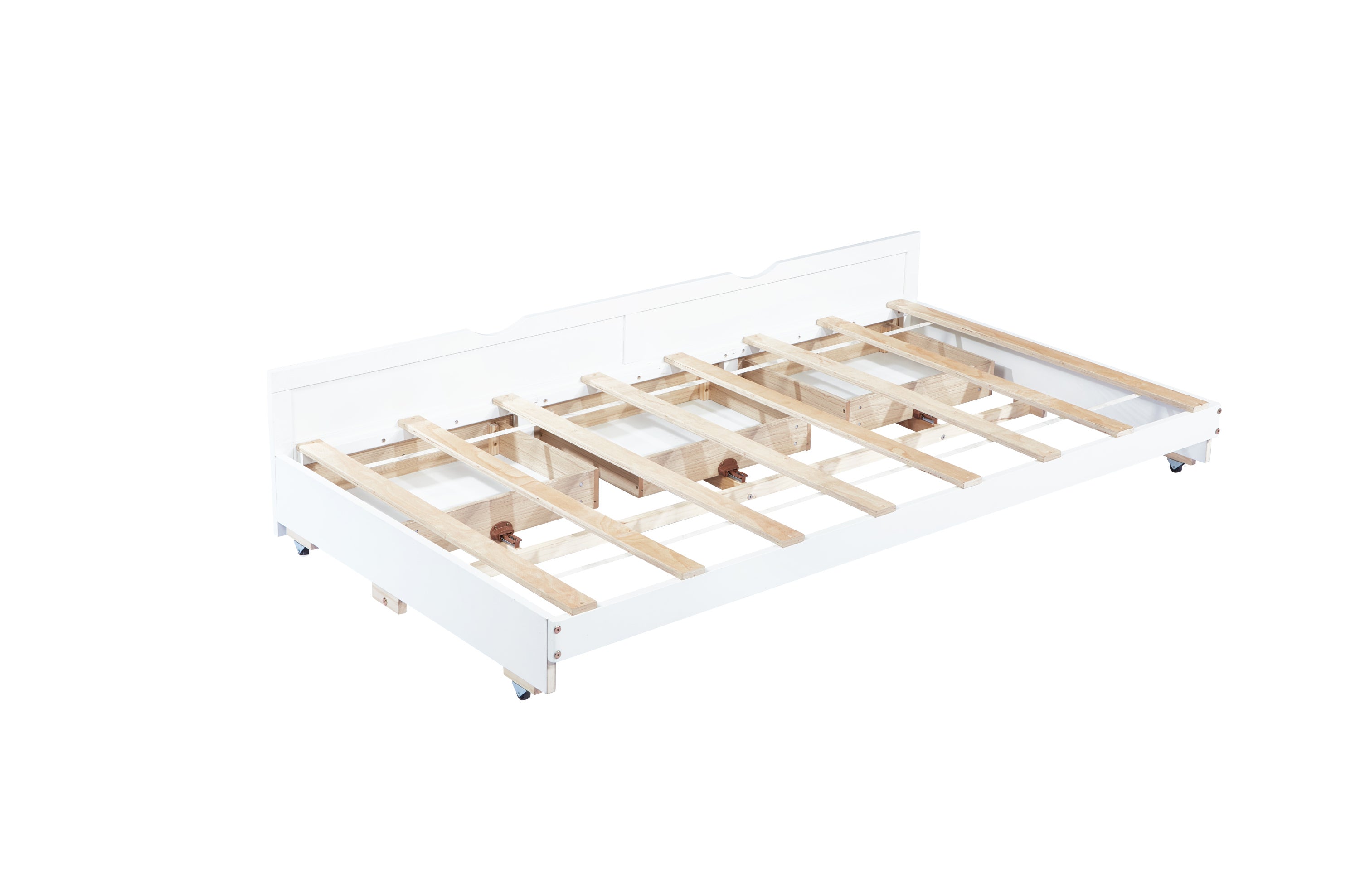 HAOYYE Twin Bed with Headboard, Footboard, Trundle and Storage Drawers, Pine Wood Twin Size Bed, White, Sturdy Space-Saving Heavy Duty Construction, Ideal for Adults and Dorm Rooms