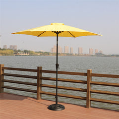 HAOYYE 8.8 Ft Outdoor Aluminum Patio Umbrella with 33 Pound Round Resin Base, Yellow Market Umbrella Featuring Push Button Tilt and Crank Lift, UV-Resistant Canopy for Backyard Deck Garden Poolside Shade