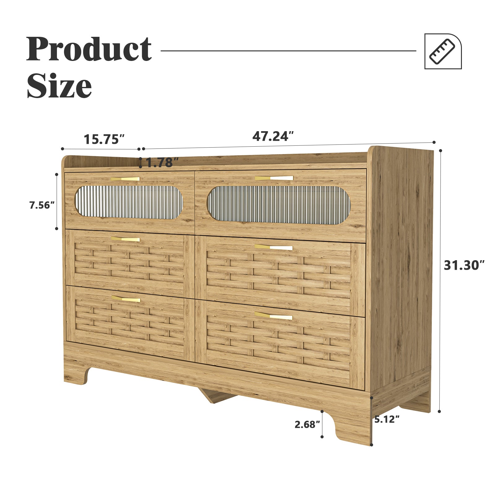 Haoyye Wooden 6 Drawer Cabinet with Extra Wide Drawers, Large Storage Organizer and Modern Chest of Cabinets for Living Room, Hallway or Bedroom, Featuring Sturdy Construction and Timeless Design for Everyday Use