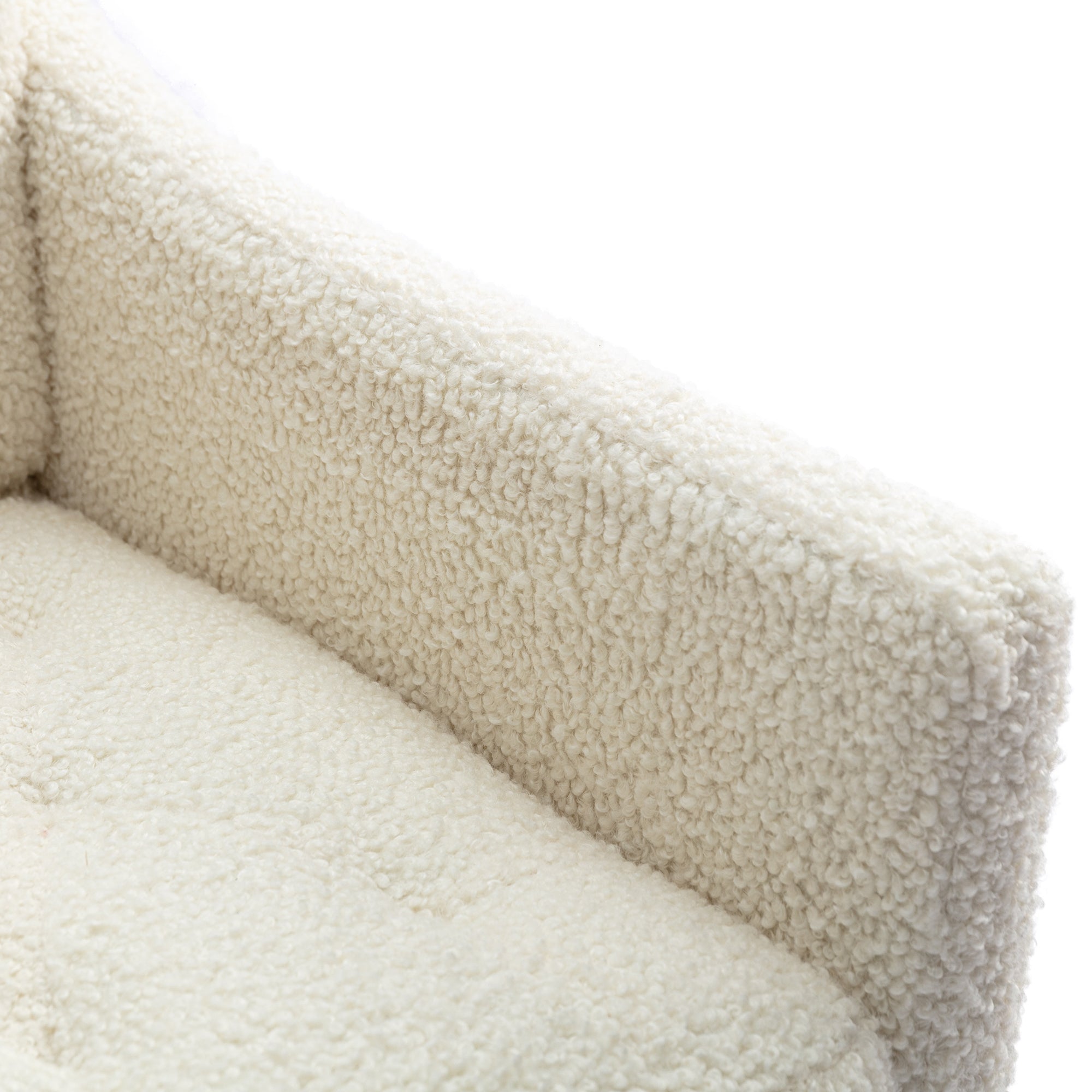 HAOYYE Modern Accent Chair with Arms, Tufted Decorative Fabric Armchair with Gold Metal Legs, Upholstered Reading Chair for Living Room Bedroom Office (White Teddy) Sturdy Space-Saving Heavy Duty
