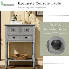 HAOYYE Slim Console Table With Three Drawers And Bottom Shelf, Narrow Sofa Table For Living Room, Modern Space-Saving Design, Heavy Duty Construction, Easy Assembly (Gray Wash)