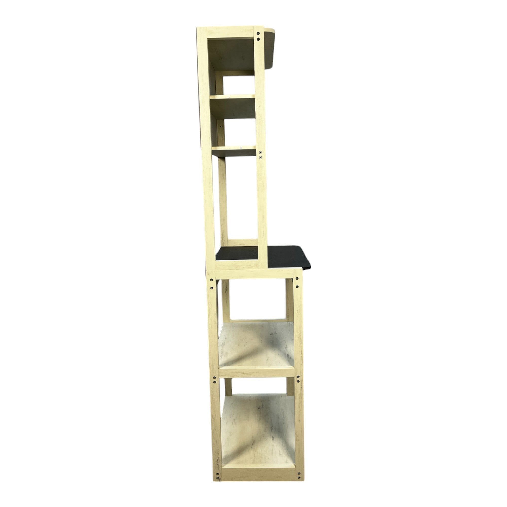 HAOYYE 5-Tier Bakers Rack for Kitchen, White and Black Coffee Bar with Storage, Microwave Stand with Shelves, Sturdy Space-Saving Heavy Duty Modern Design, Easy Assembly