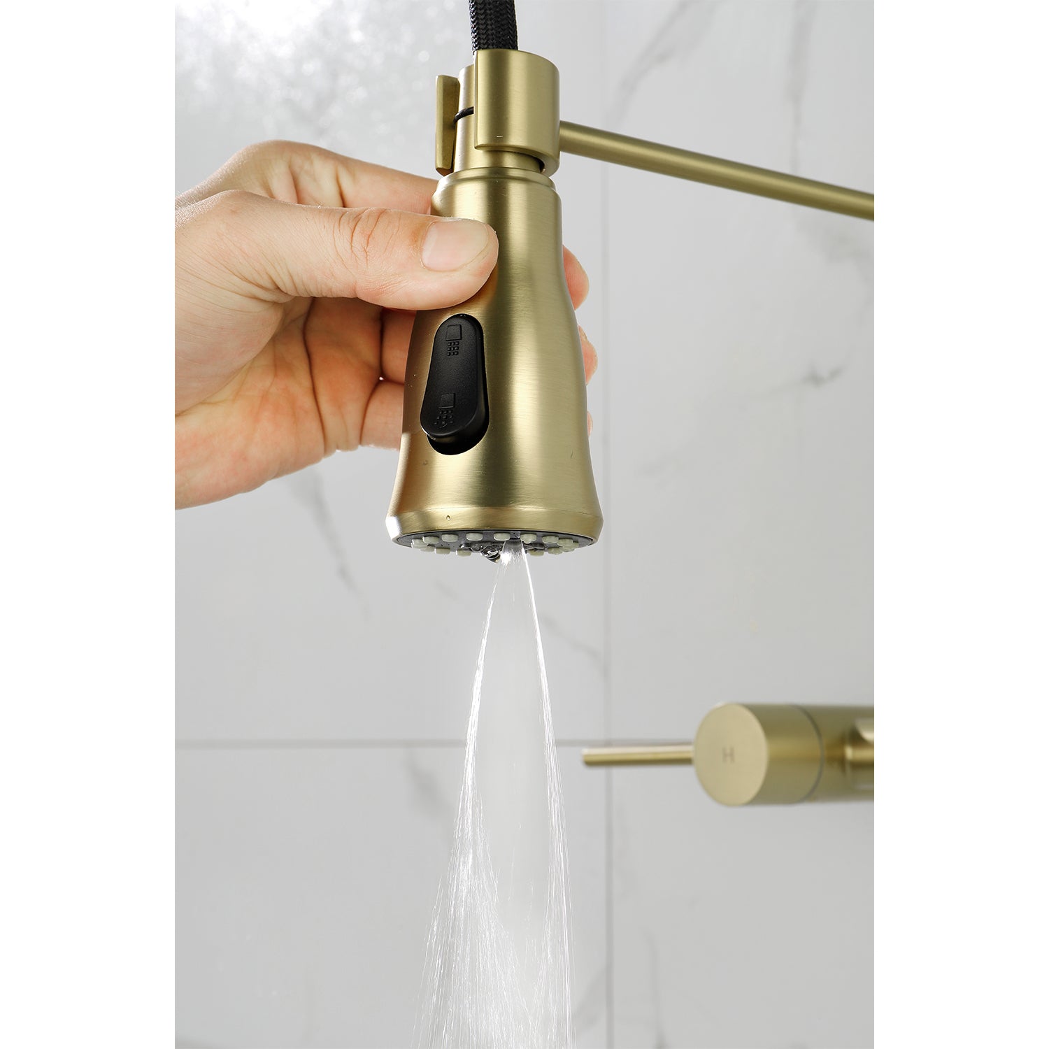 HAOYYE 3 Functions Wall Mounted Bridge Kitchen Faucet Sturdy Space-Saving Heavy Duty Modern Design Adults Dorm Room Easy Assembly Bedroom Furniture