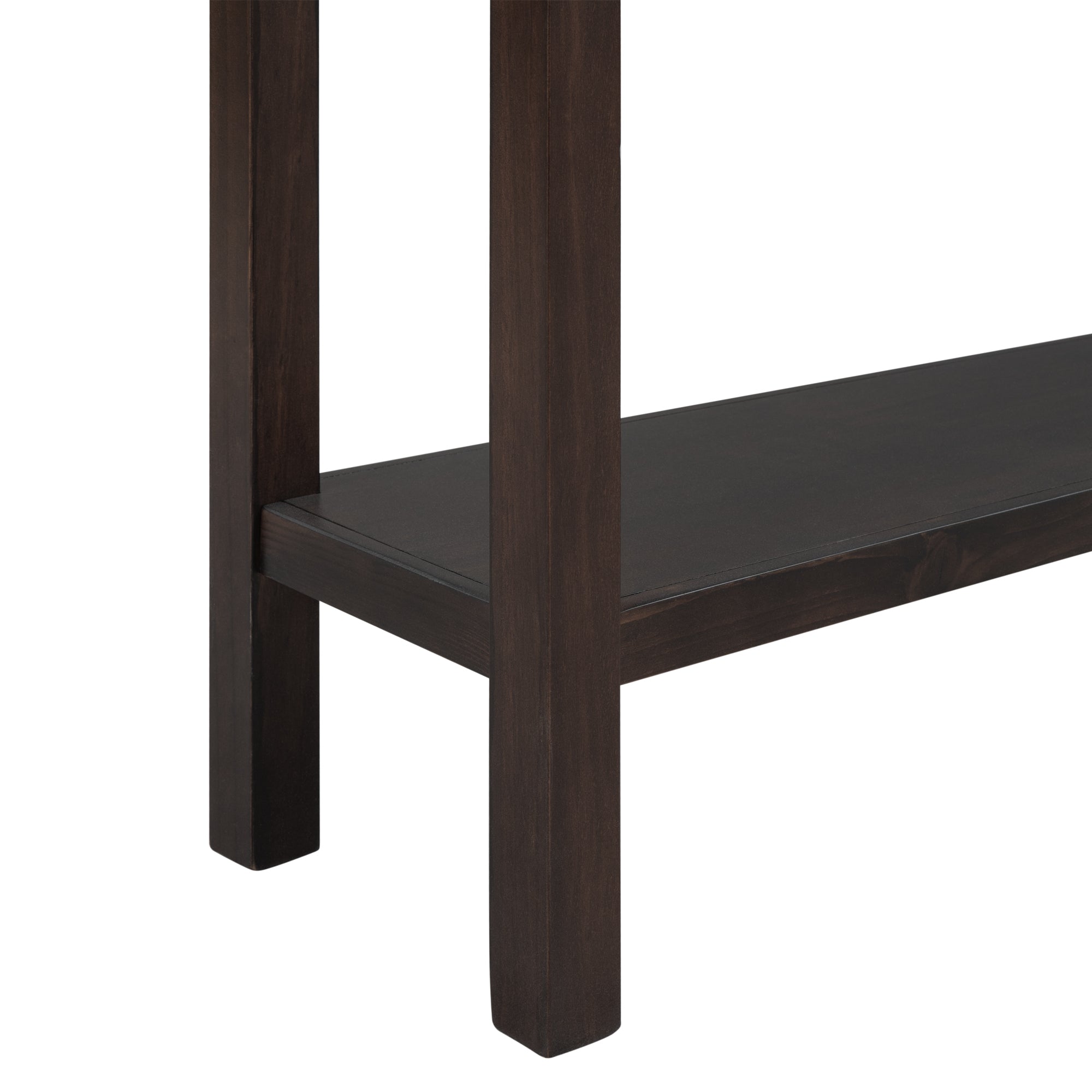 HAOYYE Rustic Entryway Console Table, Long Sofa Table with Two Drawers and Bottom Storage Shelf, Espresso, Sturdy Space-Saving Design, Heavy Duty Construction, Easy Assembly, Durable and Stylish Home Furniture
