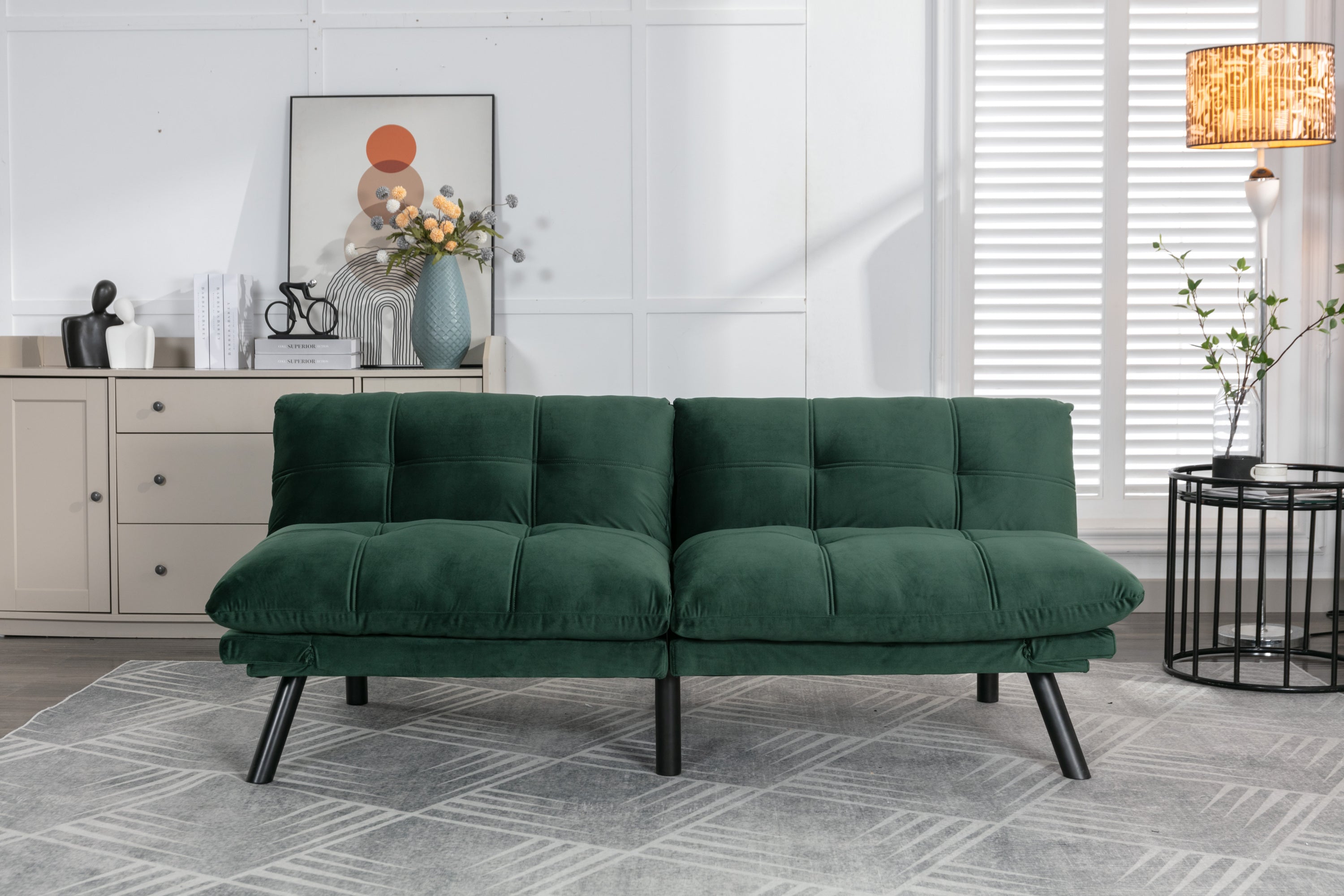 HAOYYE Emerald Convertible Folding Modern sofa Bed Sturdy Space-Saving Heavy Duty Modern Design Adults Dorm Room Easy Assembly Bedroom Furniture