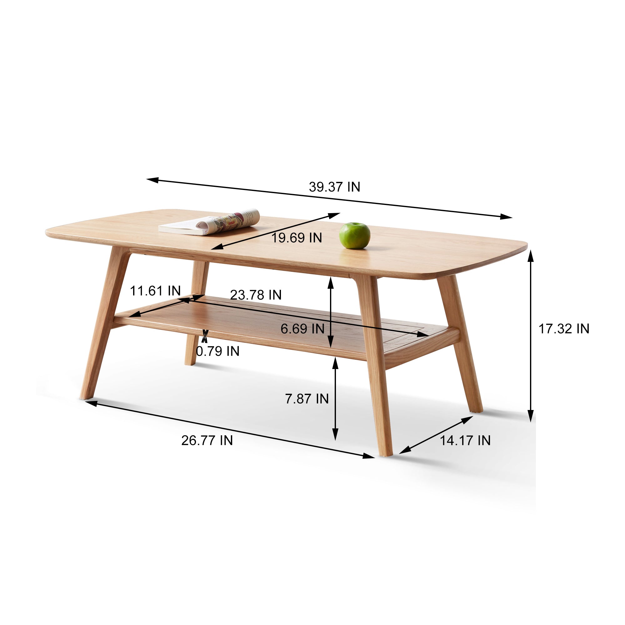 HAOYYE Center table Low Table 100% solid wood Top plate Desk Coffee table Width 100 x Depth 50 x Height 44 cm Study desk Work from home Easy to assemble Natural wood with storage shelf Natural writing desk