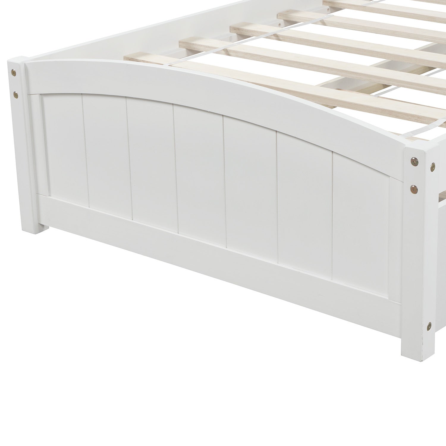 HAOYYE Twin size Platform Bed with Trundle, White Sturdy Space-Saving Heavy Duty Modern Design Easy Assembly Durable Stylish Home Furniture Versatile