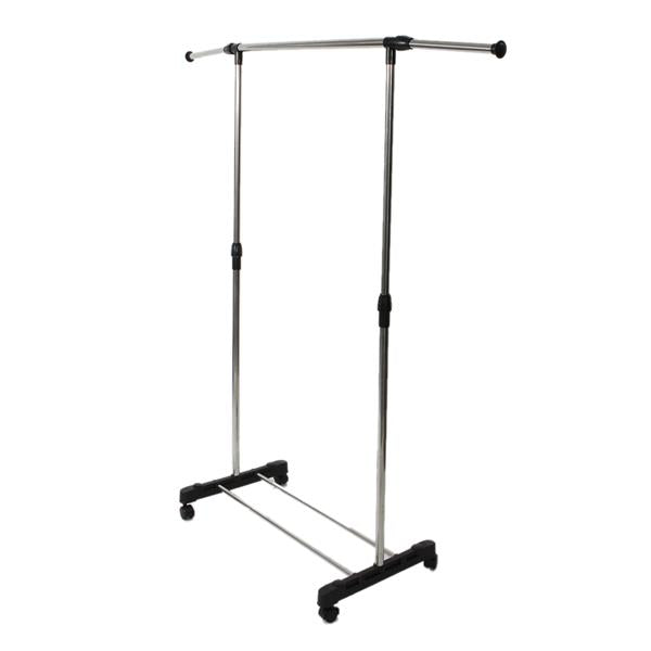 HAOYYE Single-Bar Vertically Stretching Clothes Rack with Shoe Shelf, Durable Silver Stand, Space-Saving Organizer, Modern Storage Solution for Bedroom or Closetsign Versatile Use Premium Quality Stylish Look Home Essentia