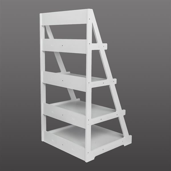 HAOYYE Wood Plastic 4-Tier Ladder-Style Shelf And Plant Stand, White Sturdy Space-Saving Organizer With Modern Design, Durable Storage Solution For Living Room, Bedroom, And Home Essentials, Stylish Display Shelf For Indoor Plants And Accessories