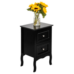 HAOYYE Country Style Two-Tier Nightstand Black Sturdy Design Durable Multifunctional Home Organizer Storage Solution Stylish Space-Saving Side Table for Living Room Bedroom