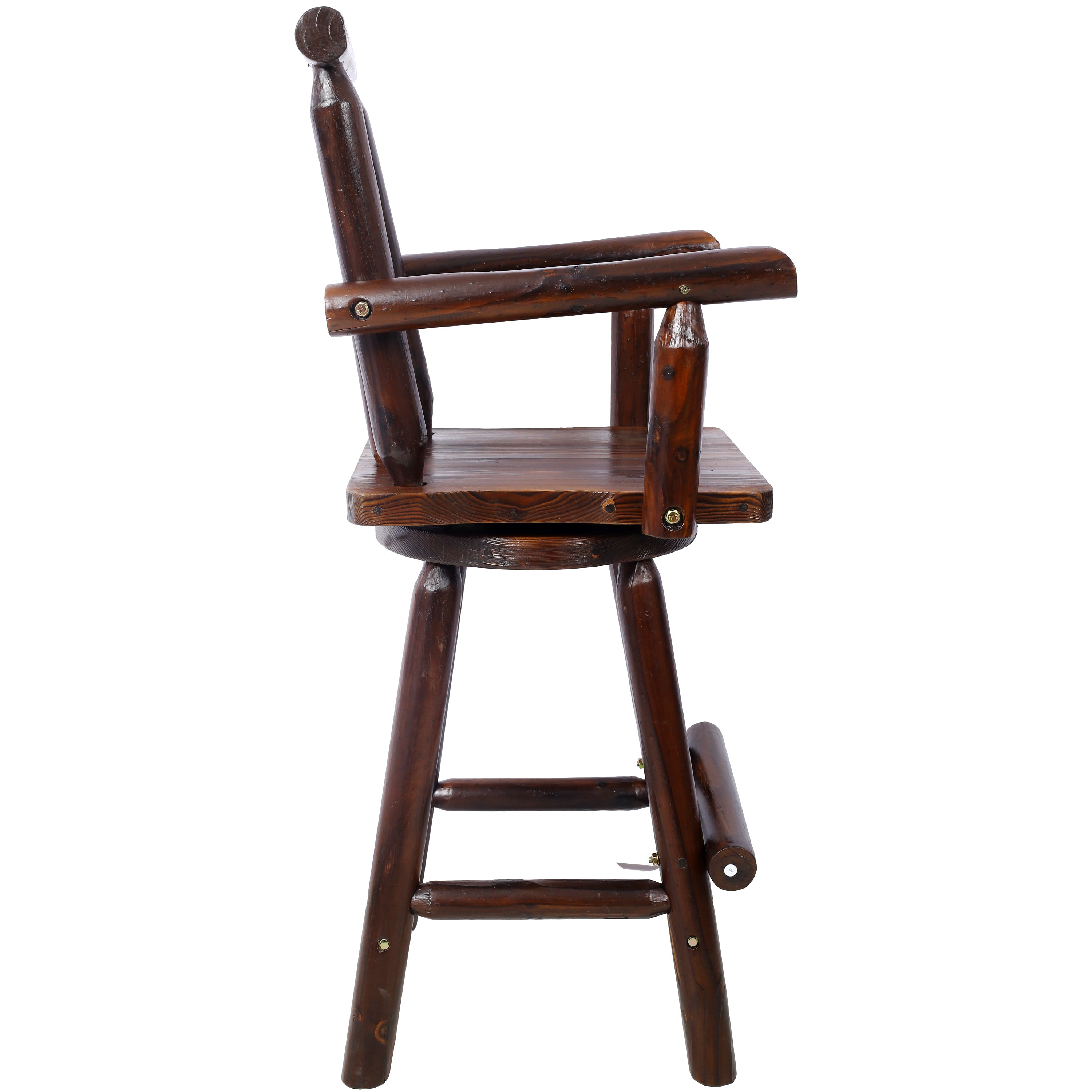 HAOYYE Rustic Bar Stool - Fir Wood Construction, Chair with Footrest,Wide Armrest, Rustic Kitchen Stool, Tall Bistro Chair for Dining Room, Restaurant, Pub, 4-Foot,brown color Sturdy Space-Saving Heavy Duty