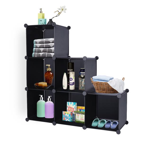HAOYYE Cube Storage 6-Cube Closet Organizer Shelves for DIY Closet Cabinet, Black Durable Space-Saving Storage Solution, Modern Design, Versatile Use, Premium Quality, Stylish and Functional Organizer for Home or Office