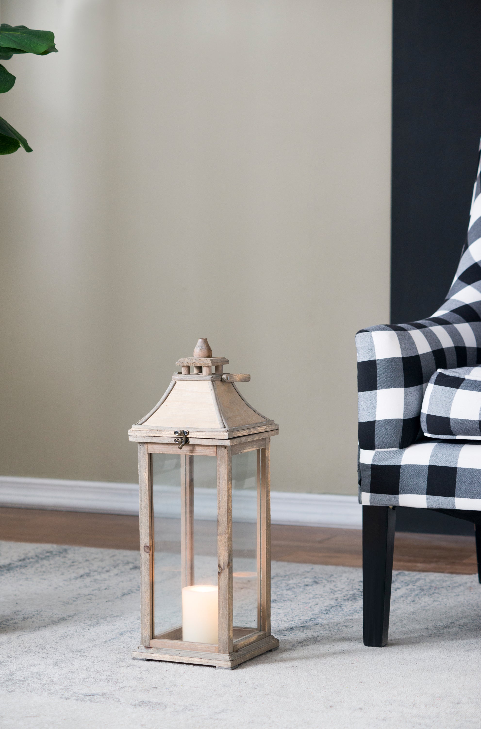 HAOYYE Wooden Candle Lantern Decorative, Hurricane Lantern Holder Decor for Indoor Outdoor, Home Garden Wedding Sturdy Space-Saving Heavy Duty Modern Design Adults Dorm Room Easy Assembly