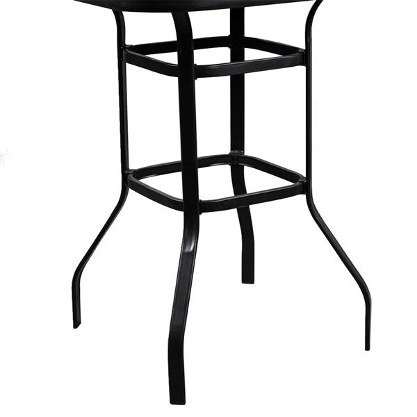 HAOYYE Wrought Iron Glass High Bar Table, Modern Patio Bar Table with Matte Black Frame and Tempered Glass, Stylish and Durable, Perfect for Outdoor or Indoor Dining, Bars, and Restaurants