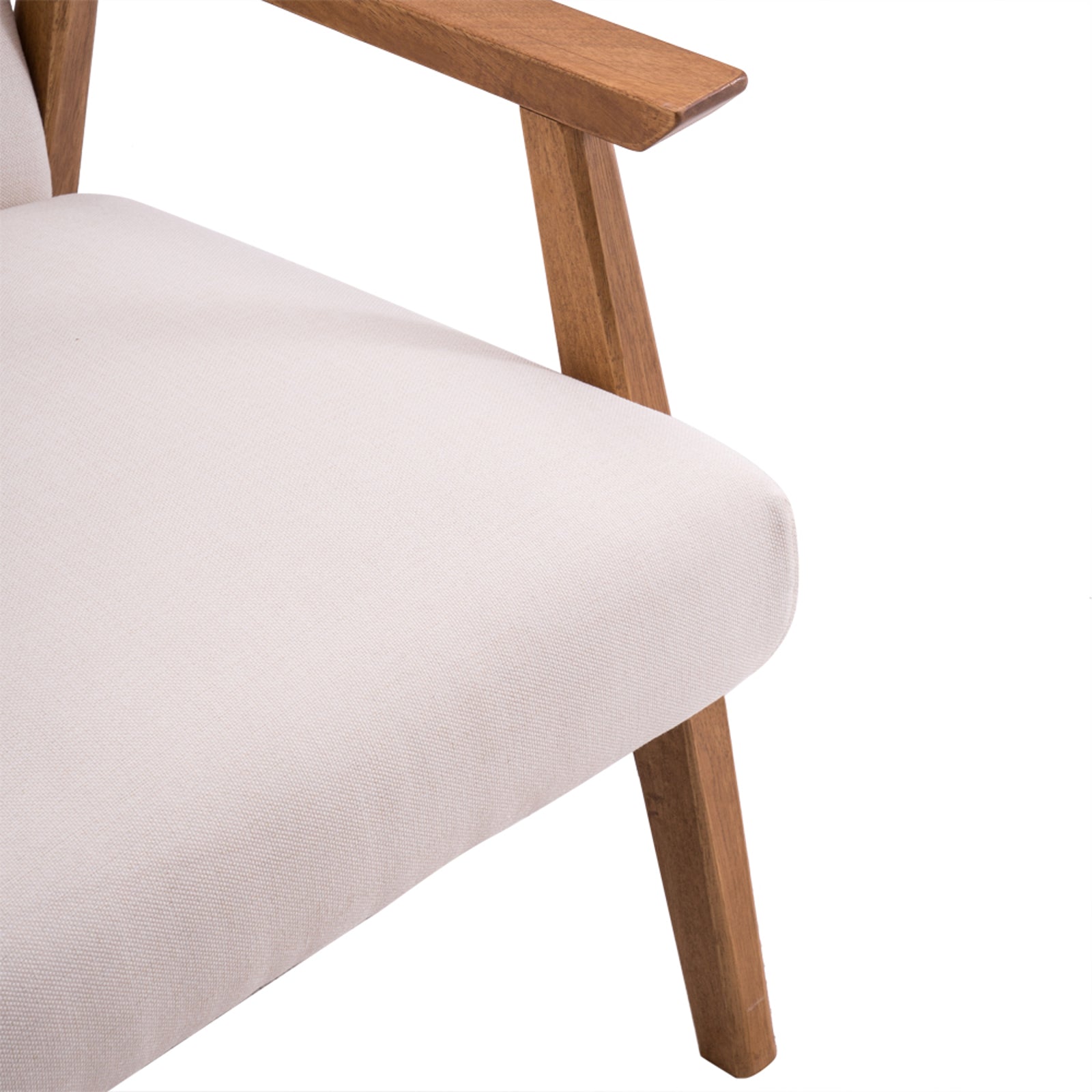 HAOYYE Solid Wood Retro Single Sofa Chair With Comfortable Backrest, Simple Elegant Design, Durable Frame, Beige Upholstery, Stylish Living Room Accent Chair, Perfect For Home And Office Seating