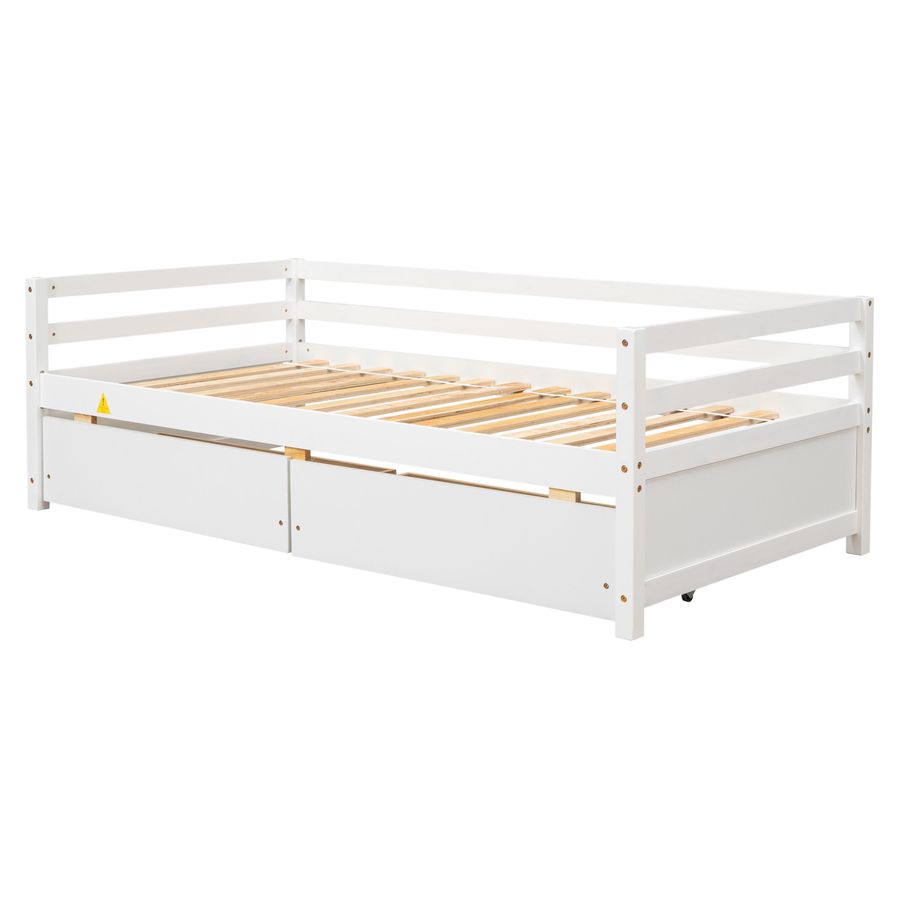 HAOYYE White Daybed with Two Storage Drawers, Sturdy Space-Saving Modern Design, Heavy Duty Construction, Easy Assembly for Adults and Dorm Rooms
