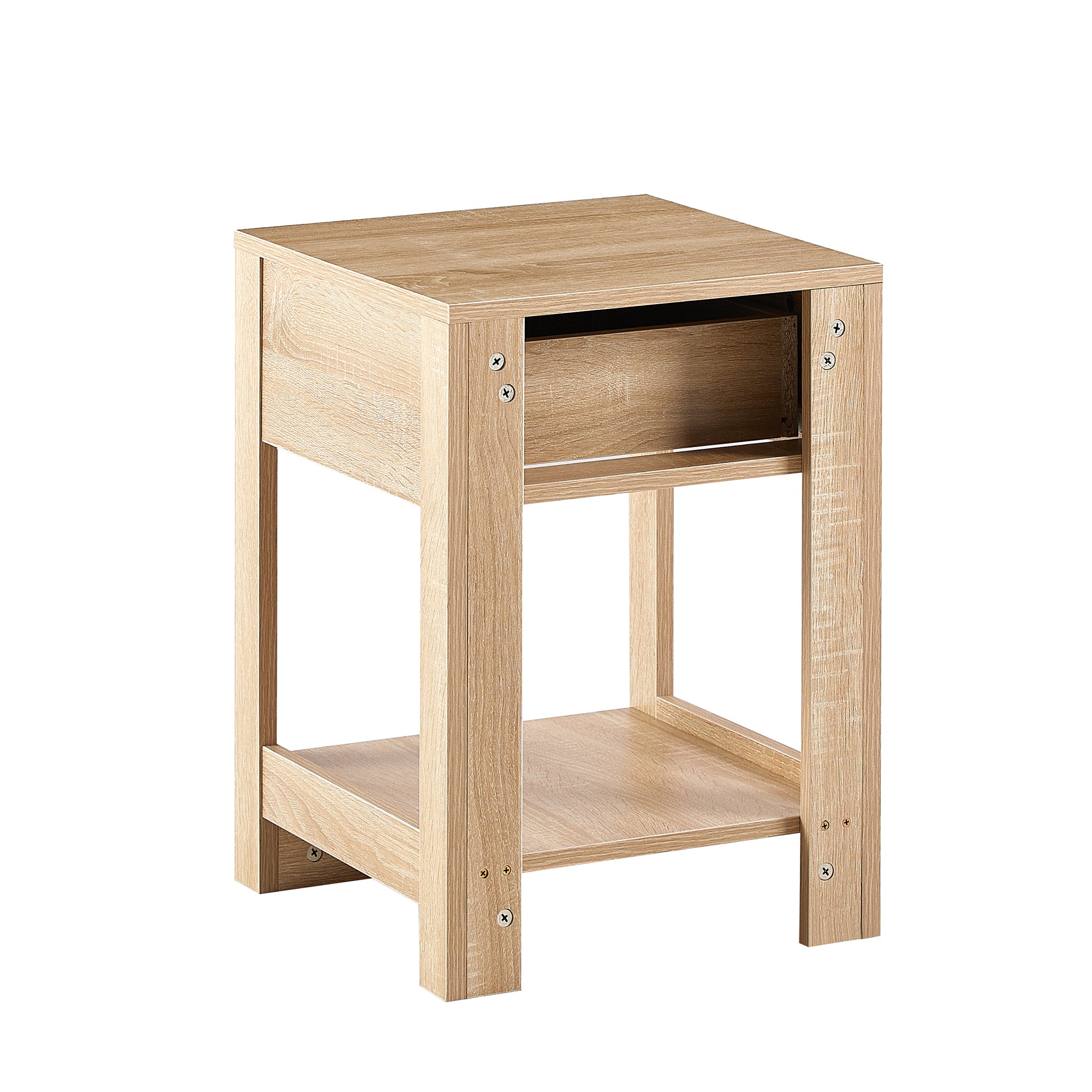 HAOYYE Natural Rattan End Table with Drawer, Modern Nightstand, Side Table for Living Room and Bedroom, Sturdy Space-Saving Design, Heavy Duty Construction, Easy Assembly