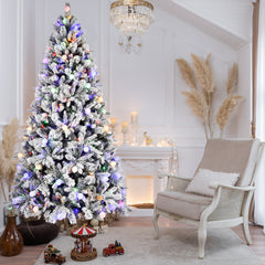 HAOYYE Artificial Flock Christmas Tree with PE/PVC Mixed Branch Tips, Hinged Premium Design and Foldable Base for Easy Assembly and Storage, Safe and Stable Indoor Holiday Decoration