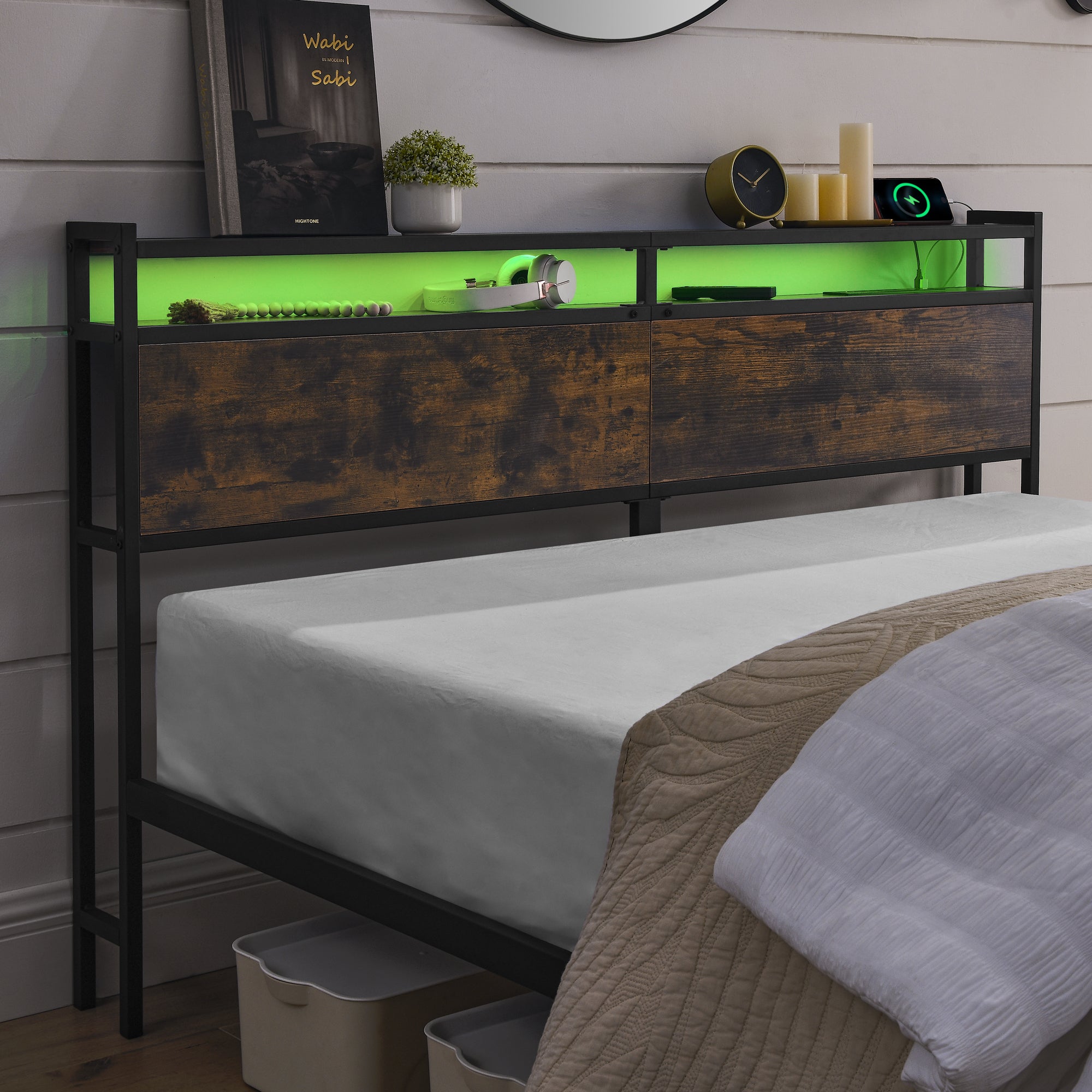 HAOYYE iron bed frame, metal bed frame, wrought iron bed frame, iron platform bed frame, iron canopy bed frame, iron twin bed frame, iron queen bed frame, iron double bed frame, iron sin Sturdy Space-Saving