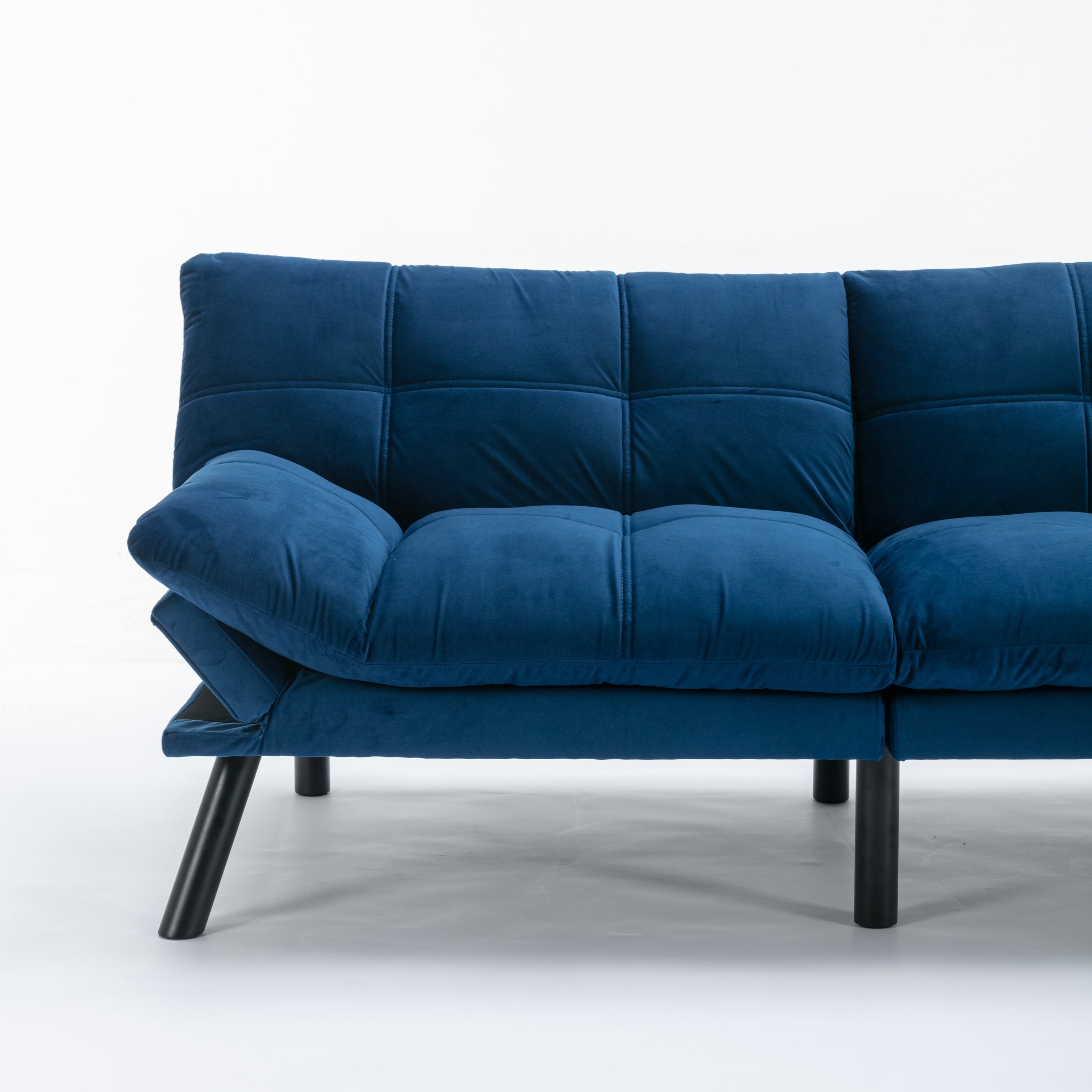 HAOYYE Navy Blue Convertible Folding Modern Sofa Bed Sturdy Space-Saving Heavy Duty Modern Design for Adults Dorm Room Easy Assembly Bedroom Furniture