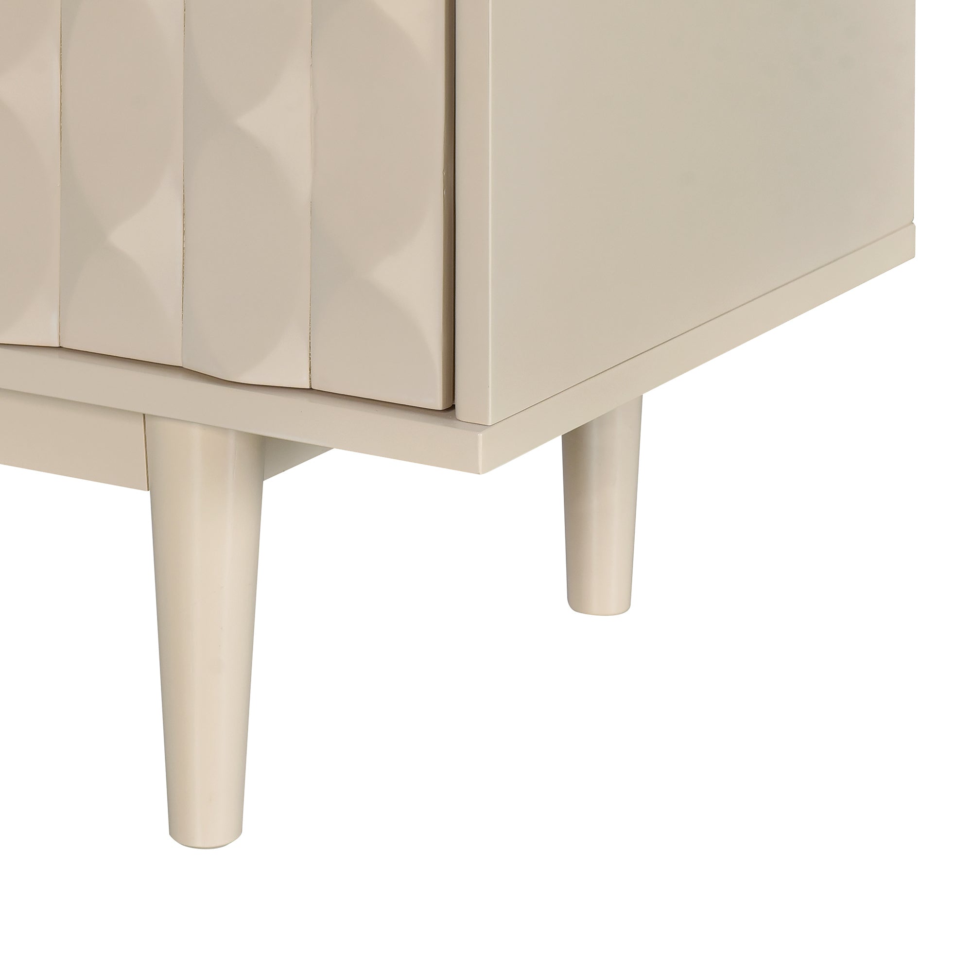 HAOYYE Modern 4-door Sideboard with Convex Pattern Doors and 2 Silver Handle for Living Room, Dining Room, Kitchen (Almond) Sturdy Space-Saving Heavy Duty Modern Design Easy Assembly Durable Stylish
