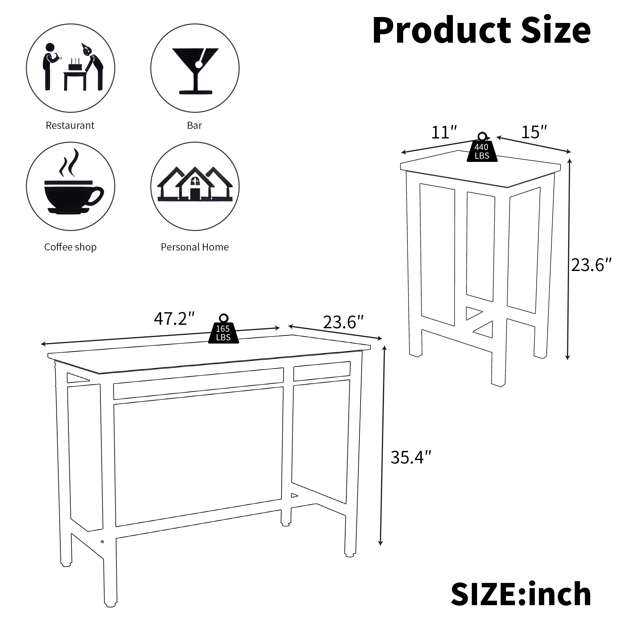 HAOYYE 5-Piece Kitchen Table Set with Four Bar Stools, Metal Frame and MDF Construction, White Oak Finish, Modern Space-Saving Design, Heavy Duty and Durable, Easy to Assemble