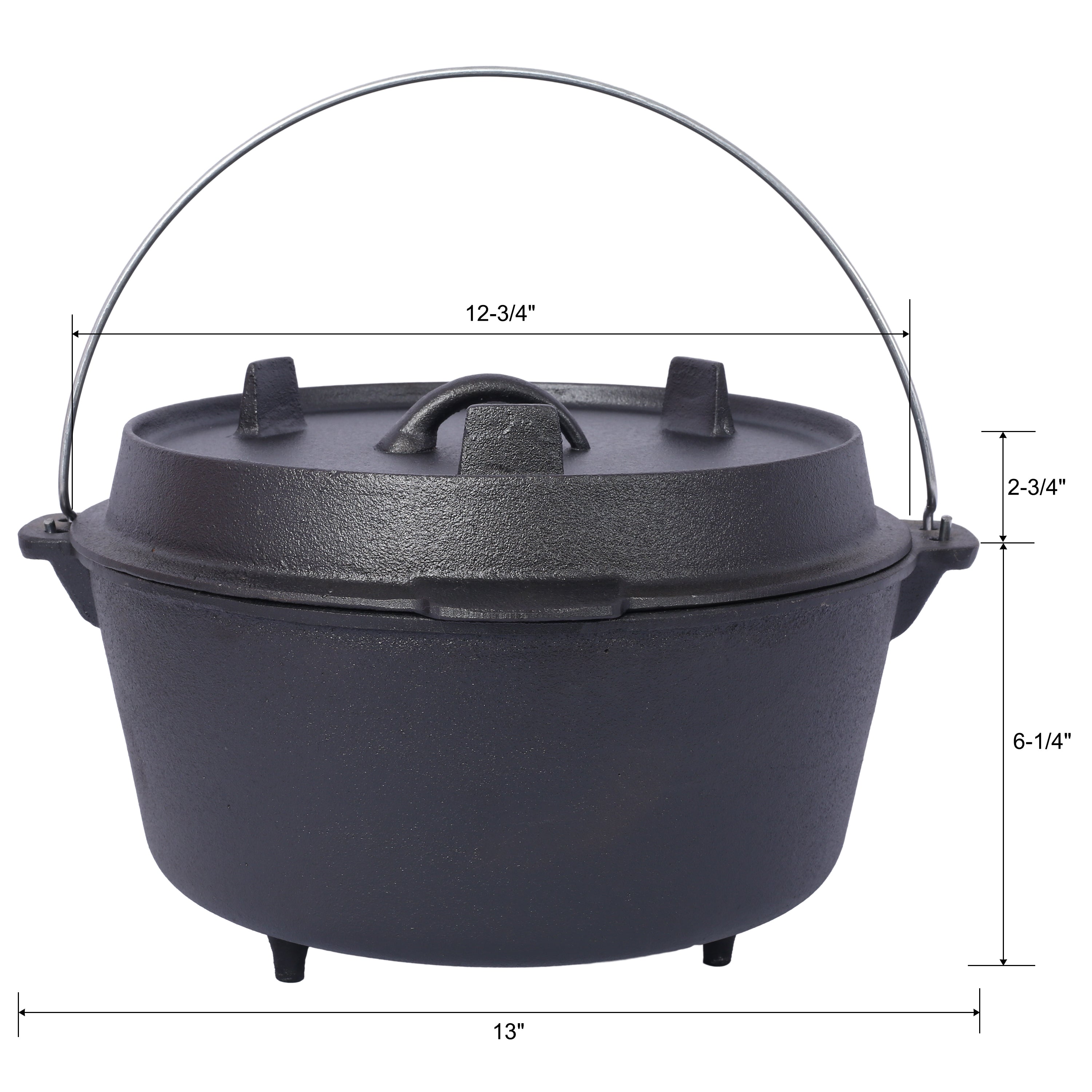 HAOYYE pre-Seasoned Cast Iron Dutch Oven With Skillet Lid, Outdoor Camping Deep Pot for Camping Fireplace Cooking BBQ Baking Campfire, Leg Base, 8 Quart Sturdy Space-Saving Heavy Duty Modern Design