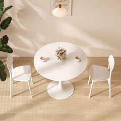 HAOYYE Modern Round Dining Table, White, Versatile Table for Dining Room, Kitchen, Coffee, or Leisure, Sturdy Space-Saving Heavy Duty Design, Ideal for Contemporary Home Décor