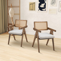 HAOYYE Wooden Frame Upholstered Dining Chairs Set of 2,Mid Century Kitchen Chairs for Living Room,Restaurant,Bohemian Style Chairs for Office,Coffee Shop.OAK Sturdy Space-Saving Heavy Duty Modern Design