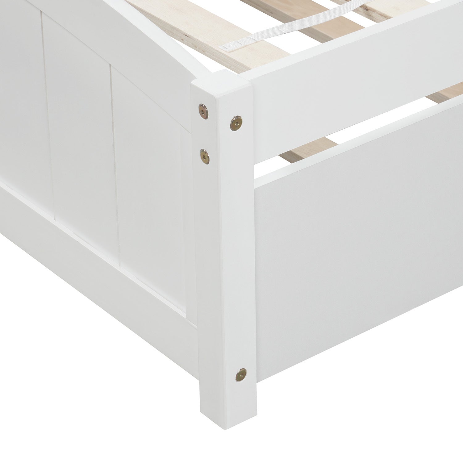 HAOYYE Twin size Platform Bed with Trundle, White Sturdy Space-Saving Heavy Duty Modern Design Easy Assembly Durable Stylish Home Furniture Versatile