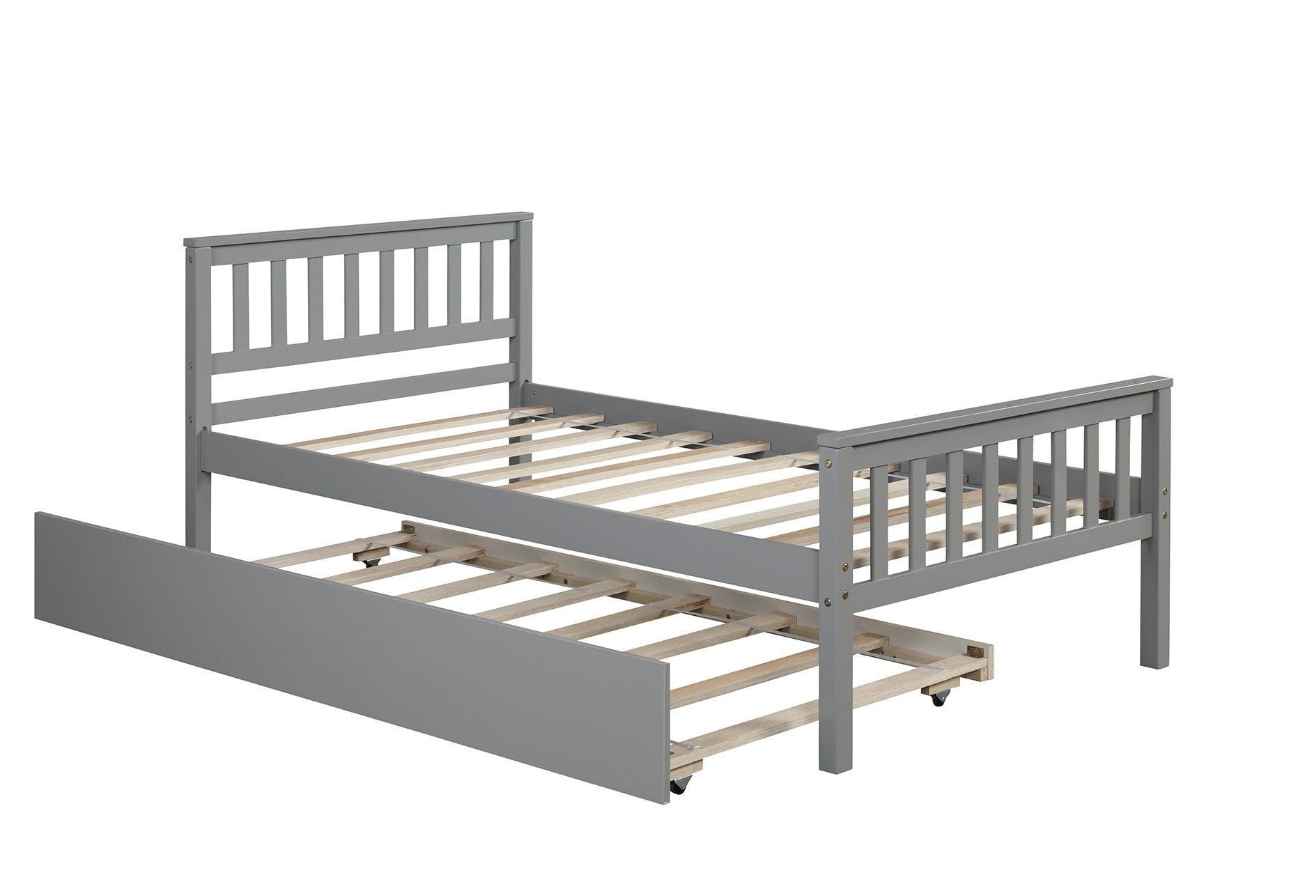 HAOYYE Twin Bed with Trundle, Platform Bed Frame with Headboard and Footboard, for Bedroom Small Living Space,No Box Spring Needed,Grey(Old SKU:W50422210) Sturdy Space-Saving Heavy Duty Modern Design