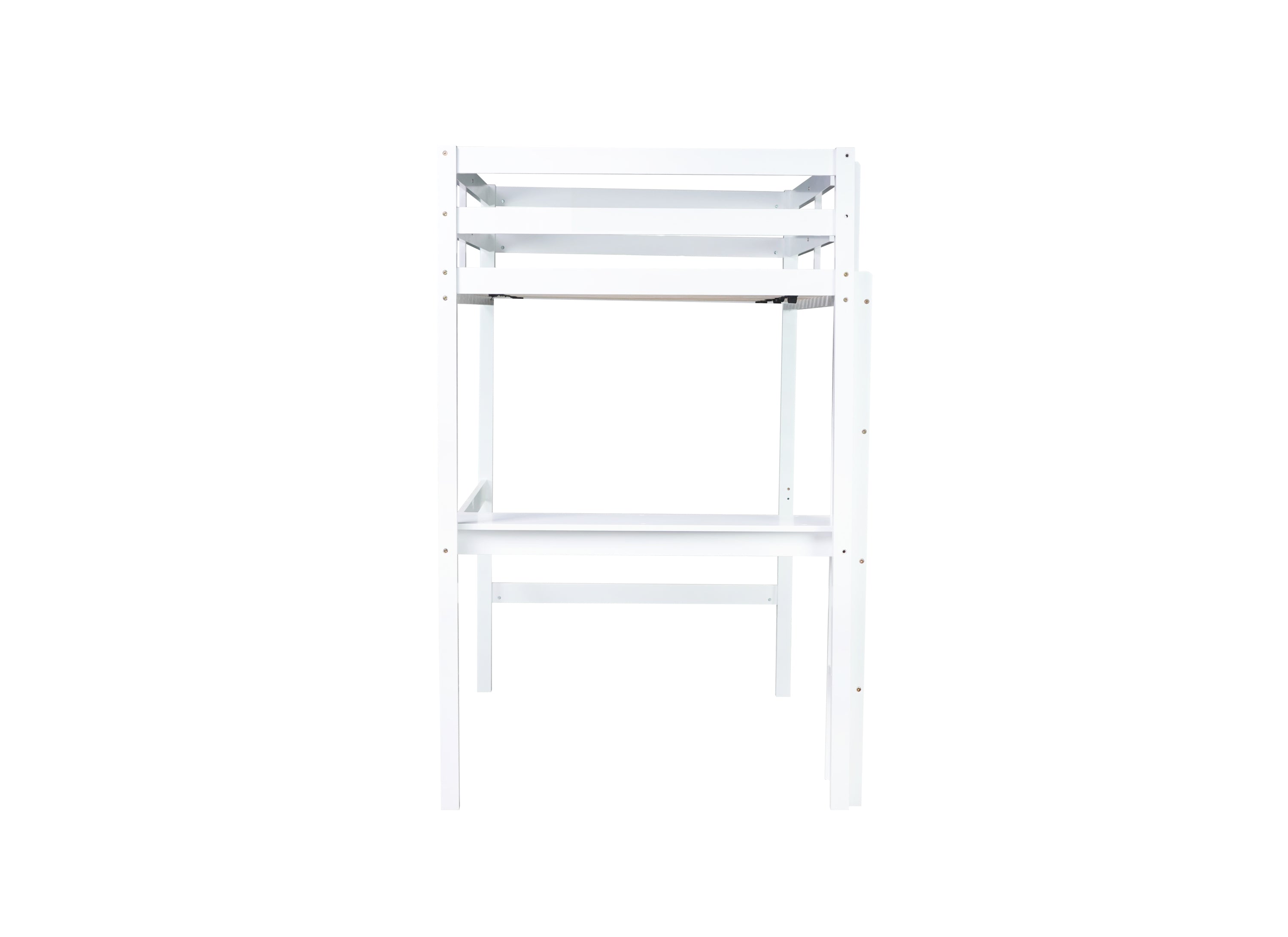 HAOYYE Twin High Loft Bed, Rubber Wood Loft Bed with Safety Guardrail, built-in desk, ladder,White Sturdy Space-Saving Heavy Duty Modern Design Adults Dorm Room Easy Assembly Bedroom Furniture