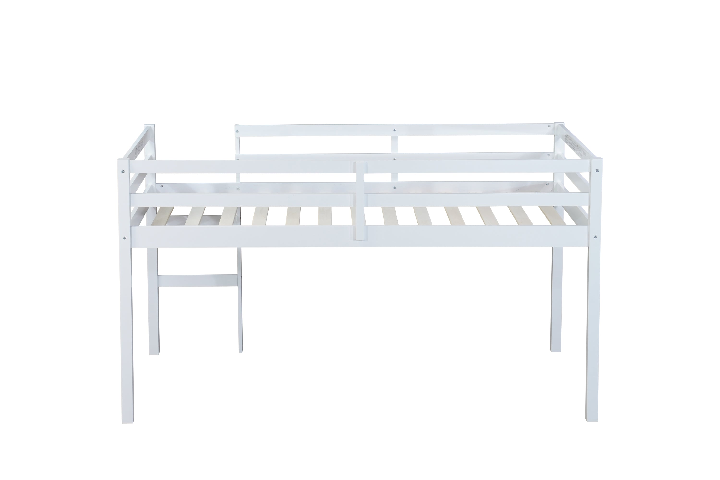 HAOYYE Solid Wooden, Rubber Wooden Twin Loft Bed with Ladder, Bed Platform of Strengthened Slats , White Sturdy Space-Saving Heavy Duty Modern Design Adults Dorm Room Easy Assembly Bedroom Furniture
