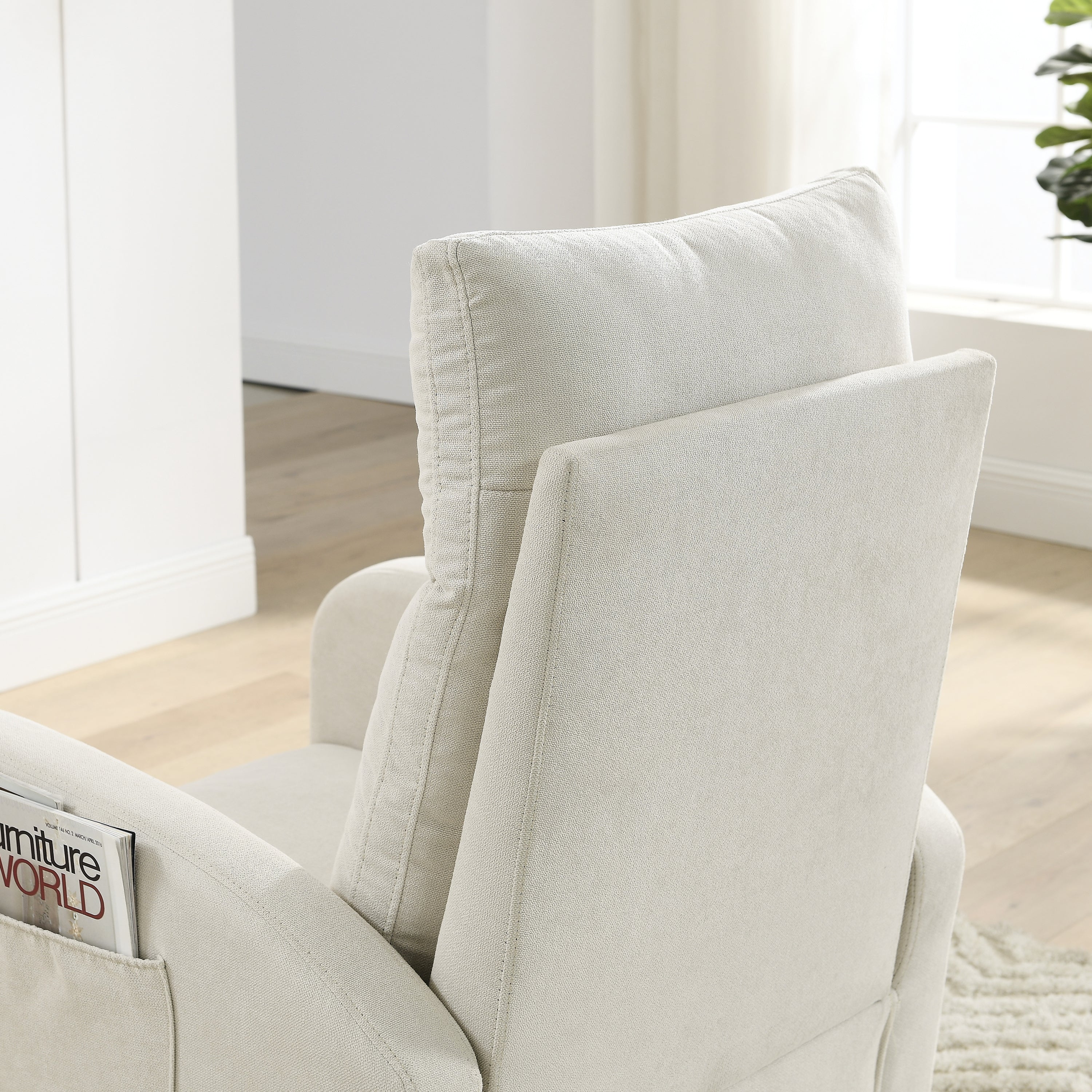 HAOYYE Welike 27.6"W Modern Accent High Backrest Living Room Lounge Arm Rocking Chair, Two Side Pocket Sturdy Space-Saving Heavy Duty Modern Design Easy Assembly Durable Stylish Versatile