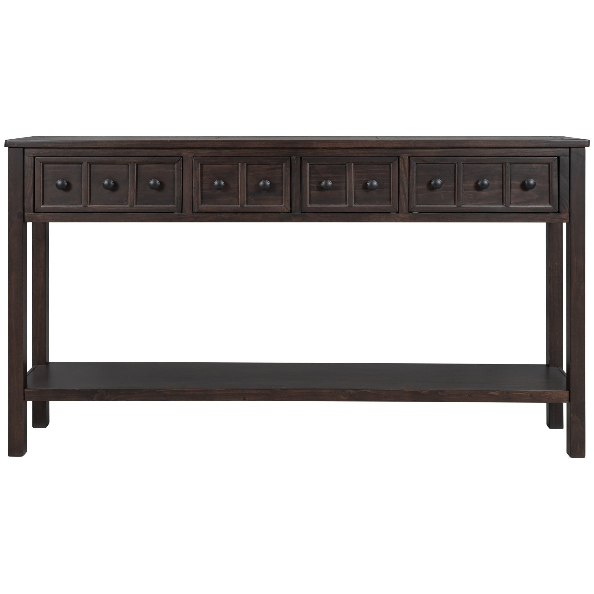 HAOYYE Rustic Entryway Console Table, Long Sofa Table with Two Drawers and Bottom Storage Shelf, Espresso, Sturdy Space-Saving Design, Heavy Duty Construction, Easy Assembly, Durable and Stylish Home Furniture
