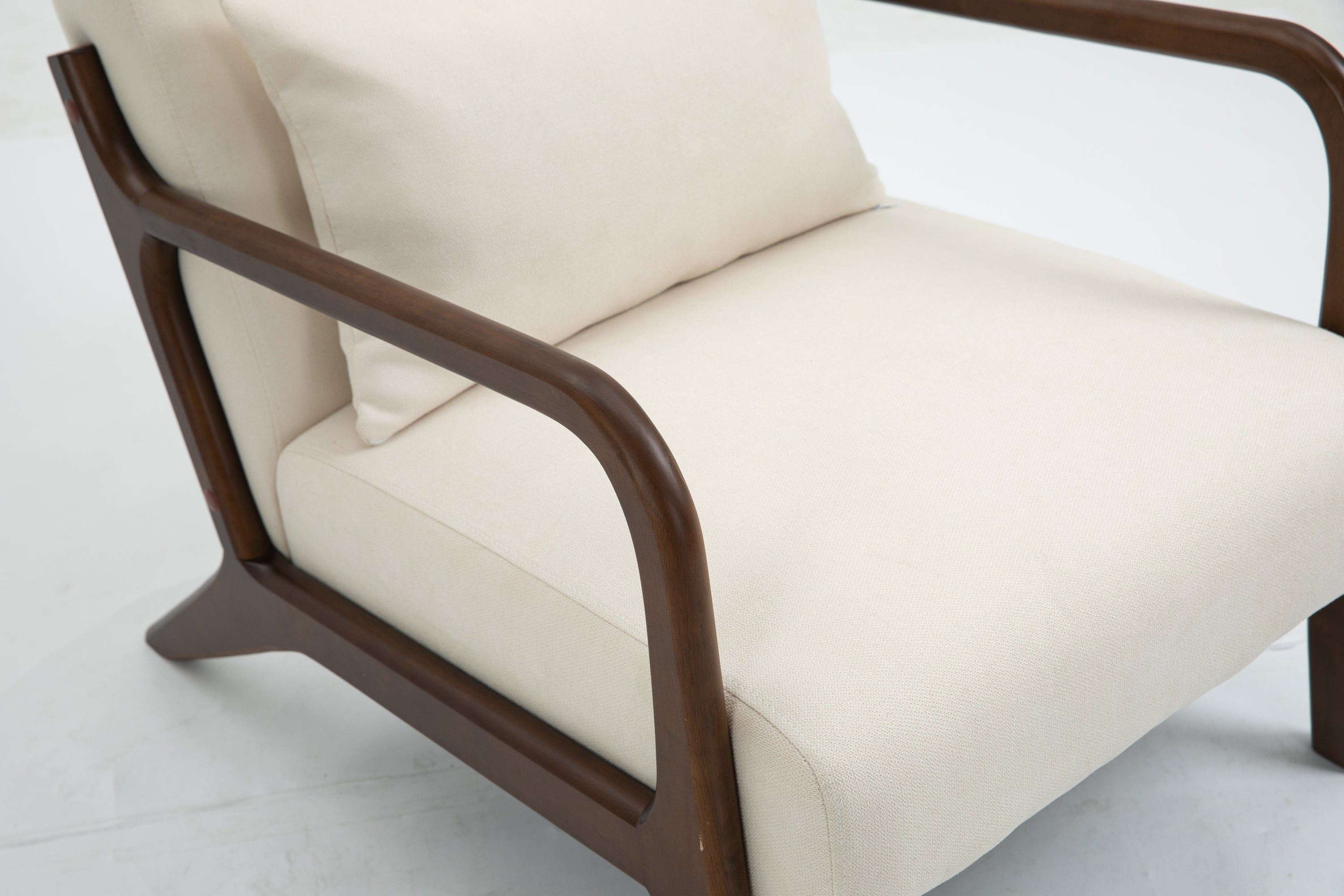 HAOYYE Mid Century Modern Accent Chair with Wood Frame, Upholstered Living Room Chairs with Waist Cushion, Reading Armchair for Bedroom Sunroom Sturdy Space-Saving Heavy Duty Modern Design Adults