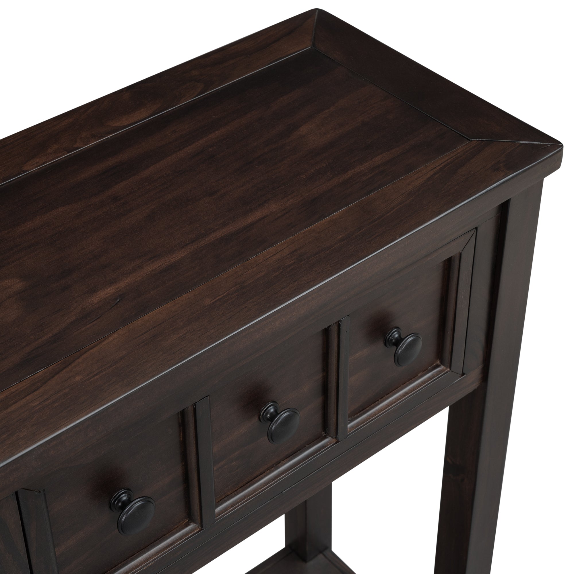 HAOYYE Rustic Entryway Console Table, Long Sofa Table with Two Drawers and Bottom Storage Shelf, Espresso, Sturdy Space-Saving Design, Heavy Duty Construction, Easy Assembly, Durable and Stylish Home Furniture