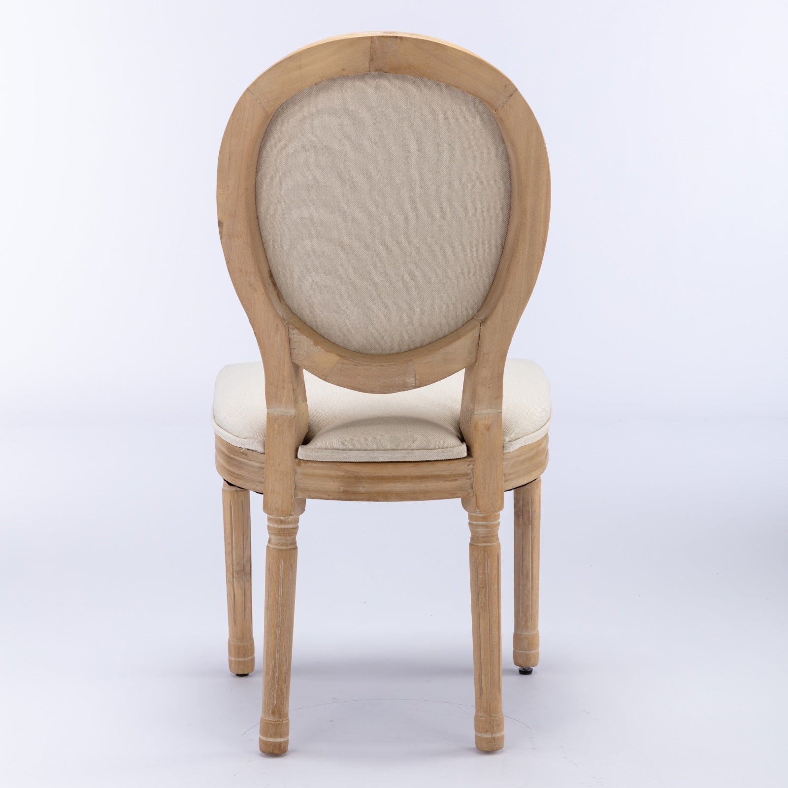 HAOYYE French Style Solid Wood Frame Antique Painting Linen Fabric Back Dining Chair,Set of 2,Beige,SW1845BG Sturdy Space-Saving Heavy Duty Modern Design Adults Dorm Room Easy Assembly