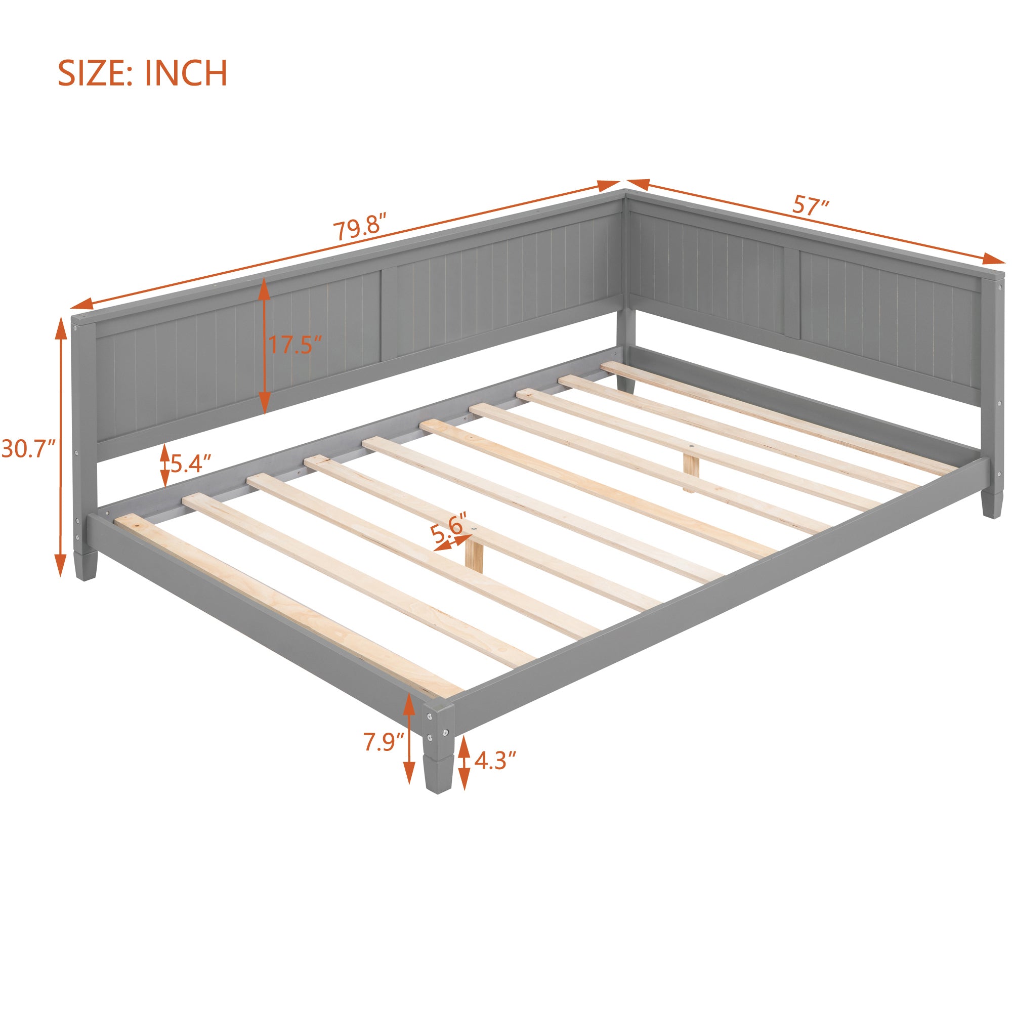 HAOYYE Full Size Wood Daybed/Sofa Bed, Gray Sturdy Space-Saving Heavy Duty Modern Design Adults Dorm Room Easy Assembly Bedroom Furniture