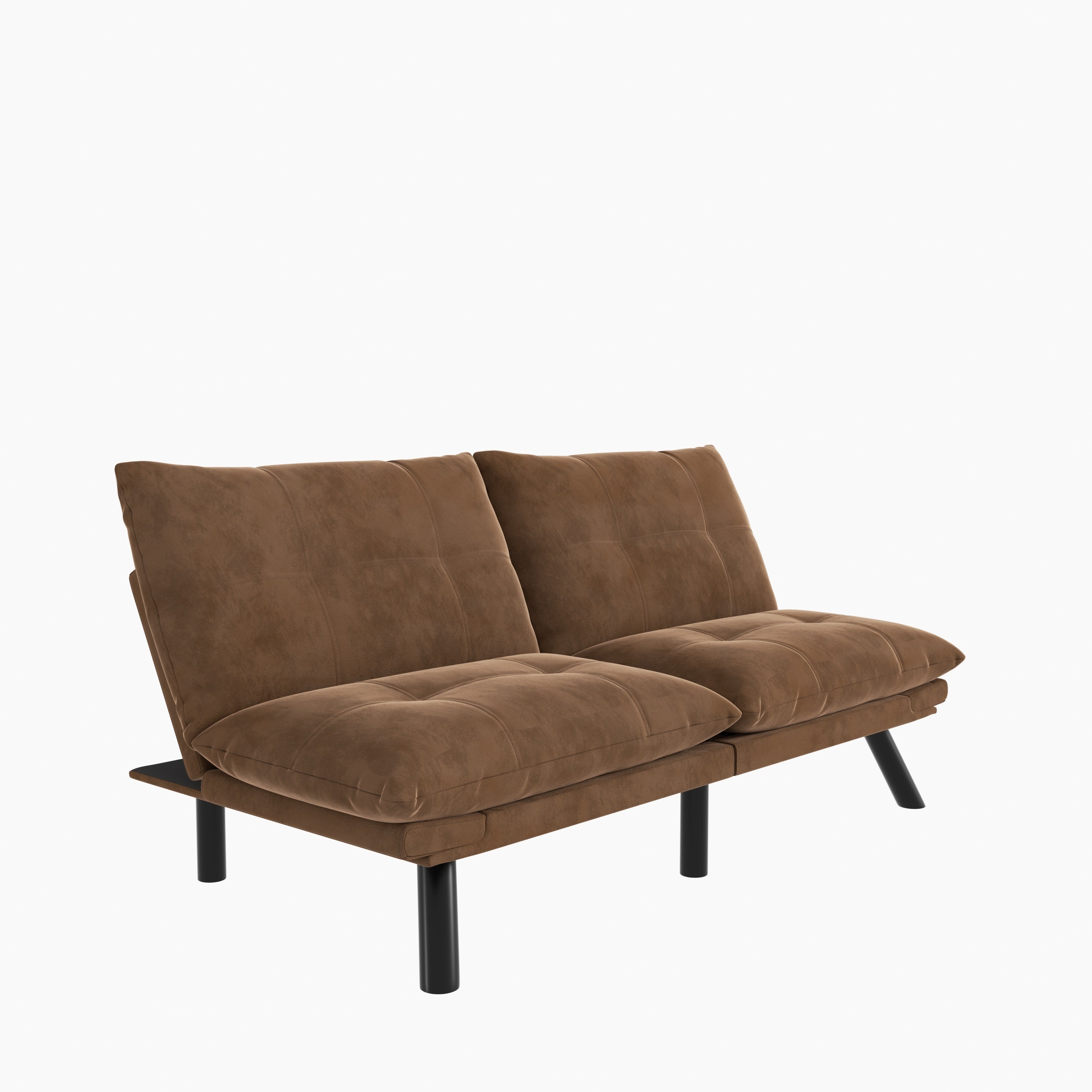 HAOYYE Leather Feel Brown Convertible Folding Sofa Bed, Sturdy Space-Saving Heavy Duty Modern Design for Adults Dorm Room Easy Assembly Bedroom Furniture