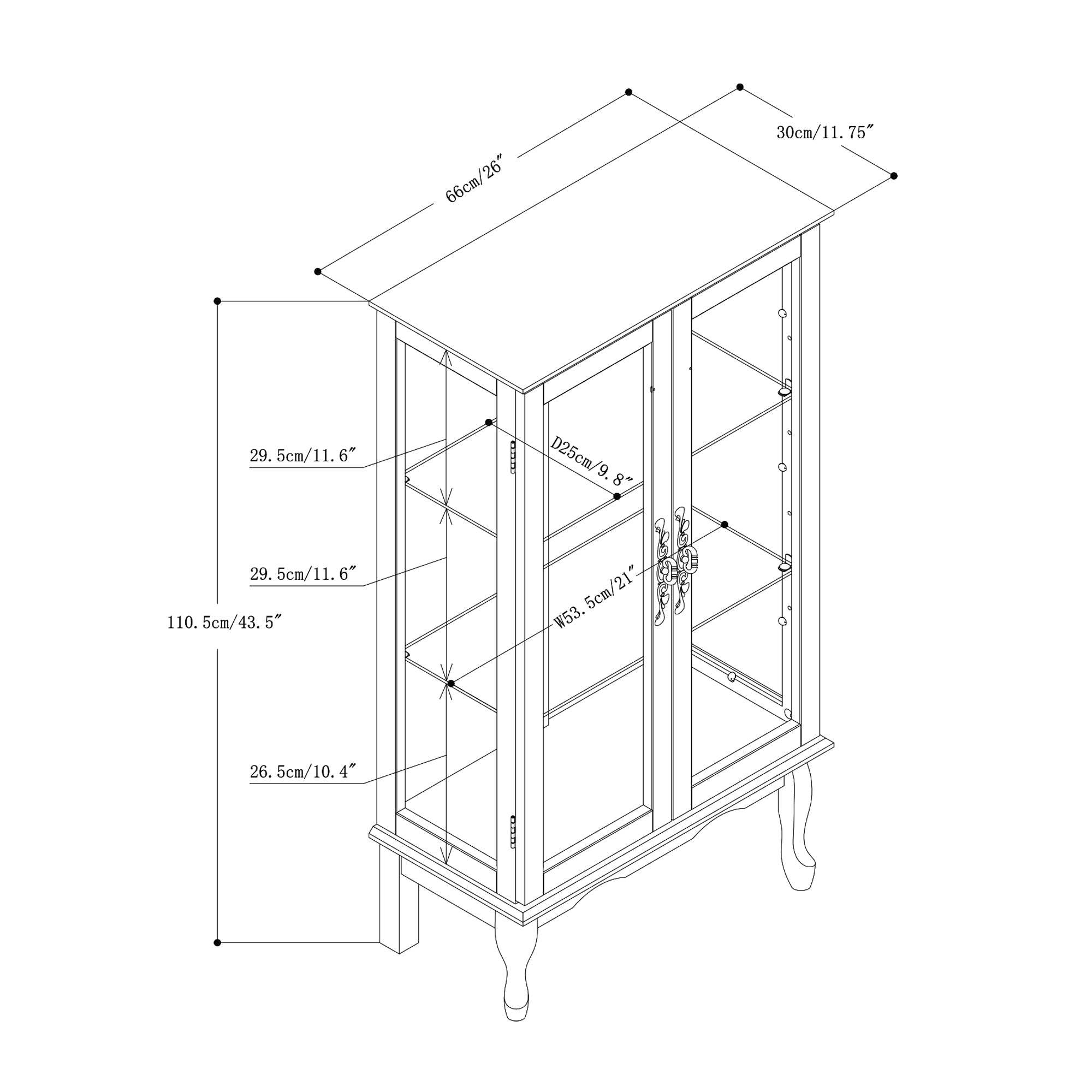 HAOYYE Lighted Curio Cabinet With Adjustable Shelves, Mirrored Back Panel, Tempered Glass Doors, Walnut Finish, 3 Tier Sturdy Space-Saving Heavy Duty Display Case For Living Room, Dining Room, Office