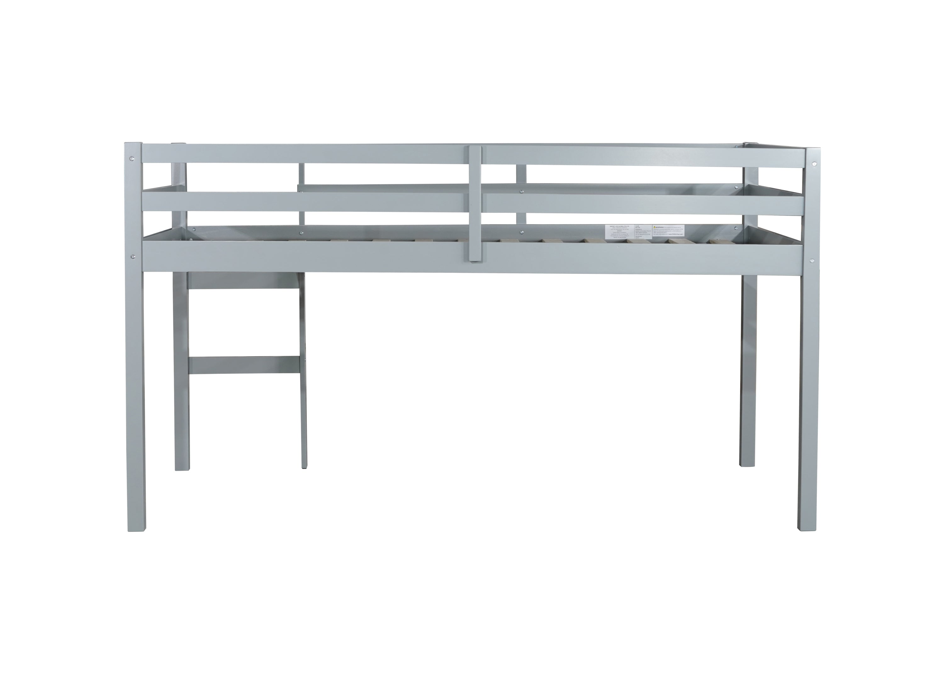 HAOYYE Solid Wooden, Rubber Wooden Twin Loft Bed with Ladder, Bed Platform of Strengthened Slats , Grey Sturdy Space-Saving Heavy Duty Modern Design Adults Dorm Room Easy Assembly Bedroom Furniture