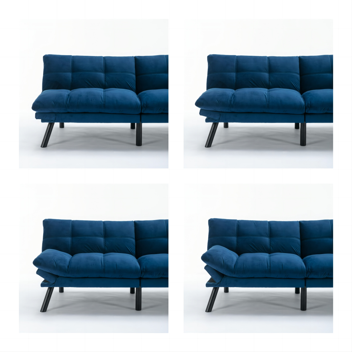 HAOYYE Navy Blue Convertible Folding Modern Sofa Bed Sturdy Space-Saving Heavy Duty Modern Design for Adults Dorm Room Easy Assembly Bedroom Furniture