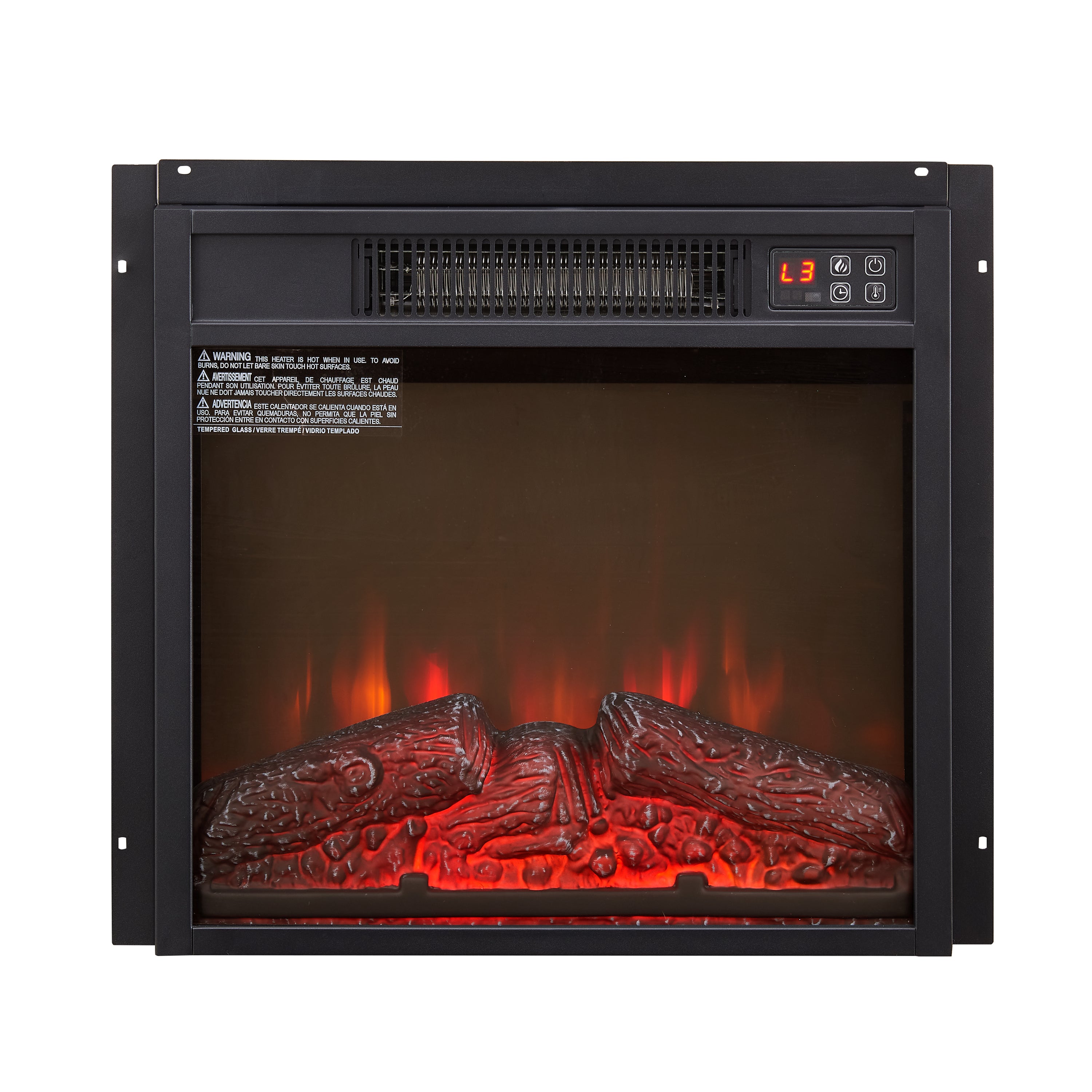 Haoyye 18 Inch Electric Fireplace Insert Heater, 1400W Wall-Mounted Firebox with Remote Control, LED Display, Overheat Protection, Adjustable Temperature &amp; Flame Brightness, Space-Saving Heater for Bedroom, Living Room, or TV Stand Installation