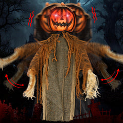 HAOYYE 5.8FT Life-Size Halloween Animatronic Pumpkin Ghost Decoration with Sound-Activated Creepy Effects, Outdoor Scary Haunted House Prop for Yard Garden Lawn Party Spooky Display