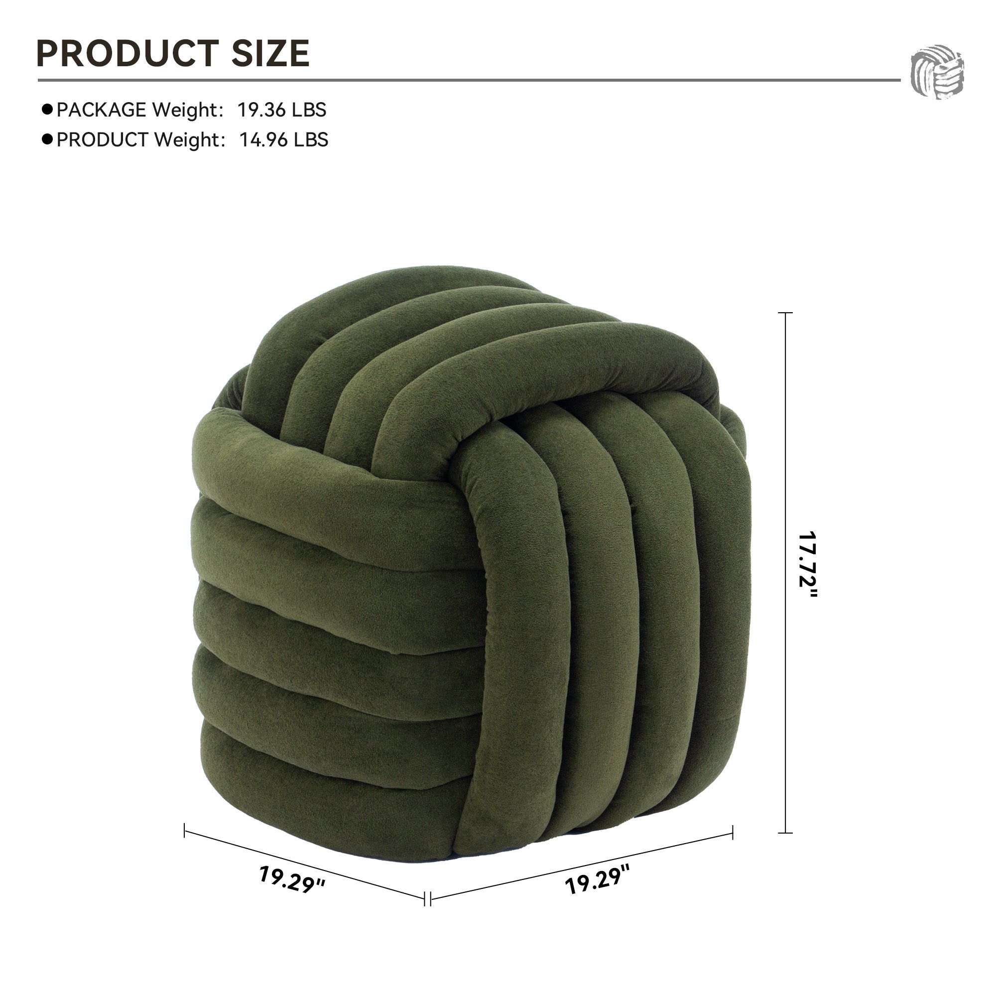 Haoyye Modern Chenille Fabric Knot Design Ottoman Makeup Stool Footstool, Comfortable and Stylish Seat, Perfect for Living Room and Bedroom, Space-Saving Heavy Duty Construction, Durable Furniture for Adults Dorm Room