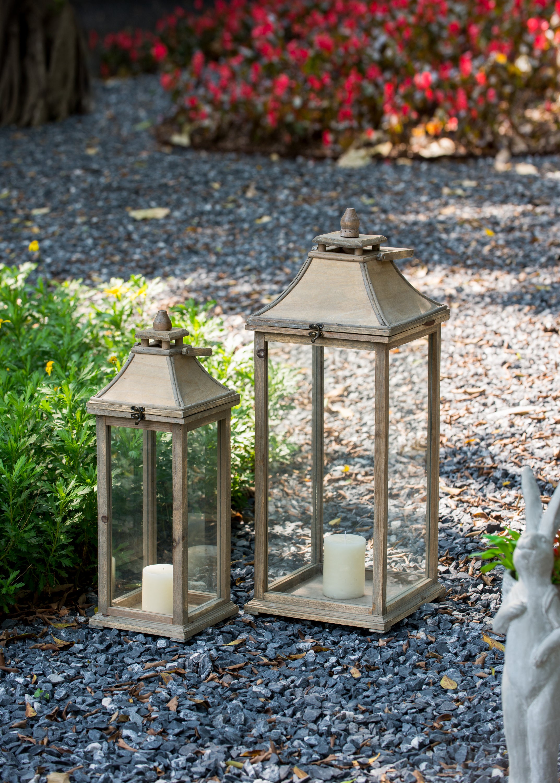 HAOYYE Wooden Candle Lantern Decorative, Hurricane Lantern Holder Decor for Indoor Outdoor, Home Garden Wedding Sturdy Space-Saving Heavy Duty Modern Design Adults Dorm Room Easy Assembly