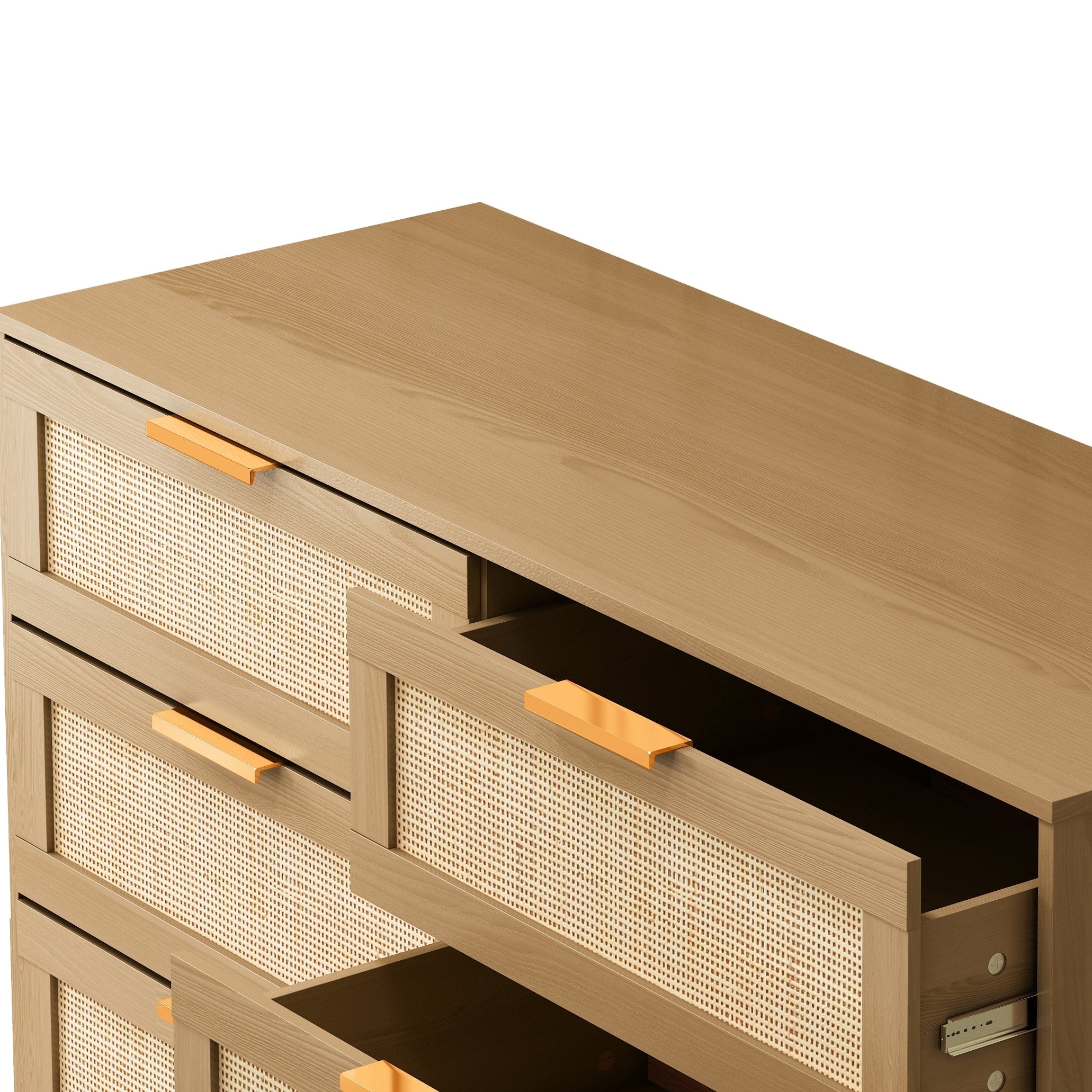 HAOYYE 6-Drawer Rattan Cabinet, Sturdy Space-Saving Design, Heavy Duty Construction, Easy Assembly, Durable and Stylish Home Furniture, Versatile for Bedroom or Living Room Use