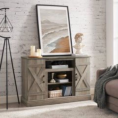 HAOYYE Farmhouse Classic Media TV Stand Antique Entertainment Console for TV up to 50" with Open and Closed Storage Space, Gray Wash, 47"W*15.5"D*30.75"H Sturdy Space-Saving Heavy Duty Modern Design