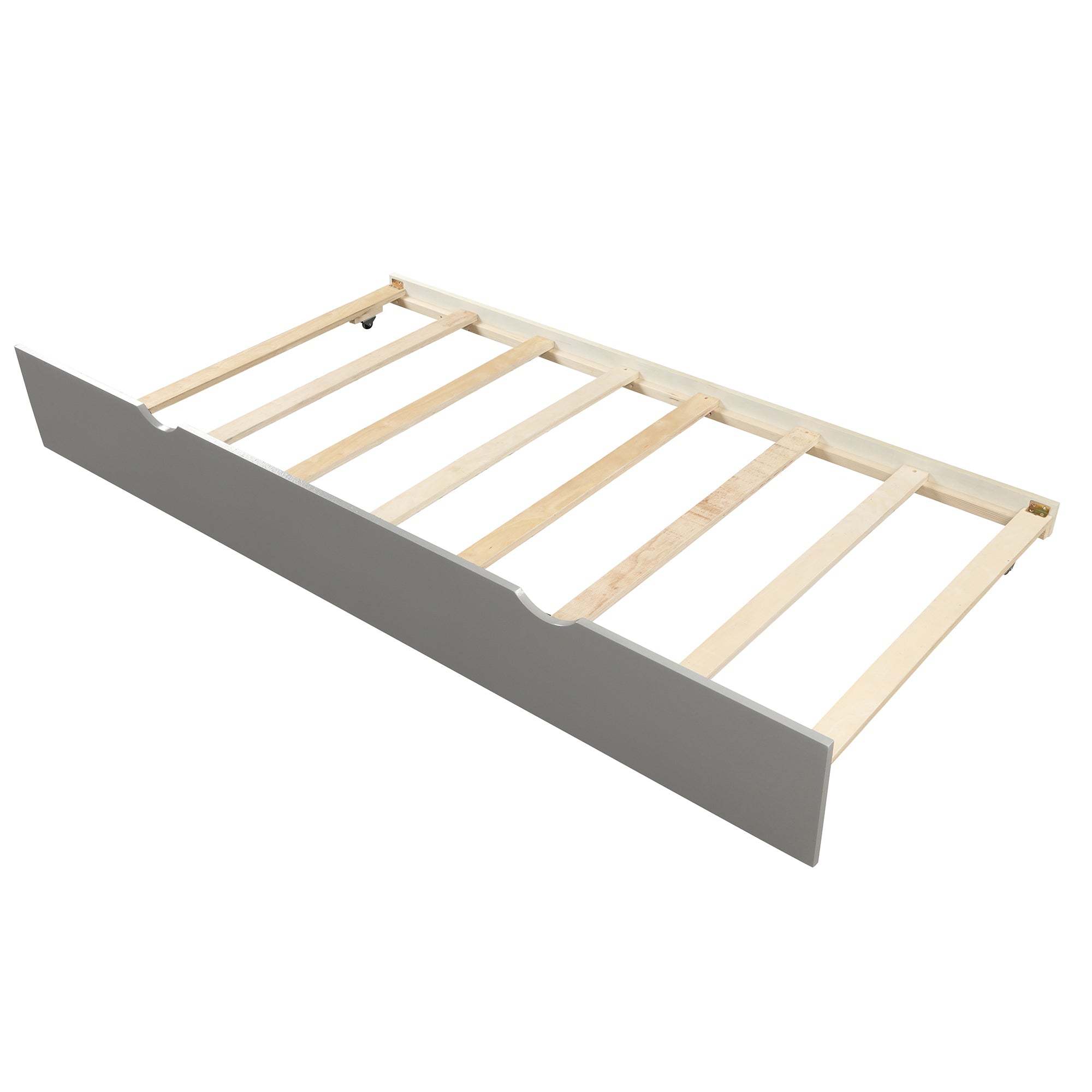 HAOYYE Platform Bed with Twin Size Trundle, Twin Size Frame, Gray Sturdy Space-Saving Heavy Duty Modern Design Easy Assembly Durable Stylish Home Furniture Versatile